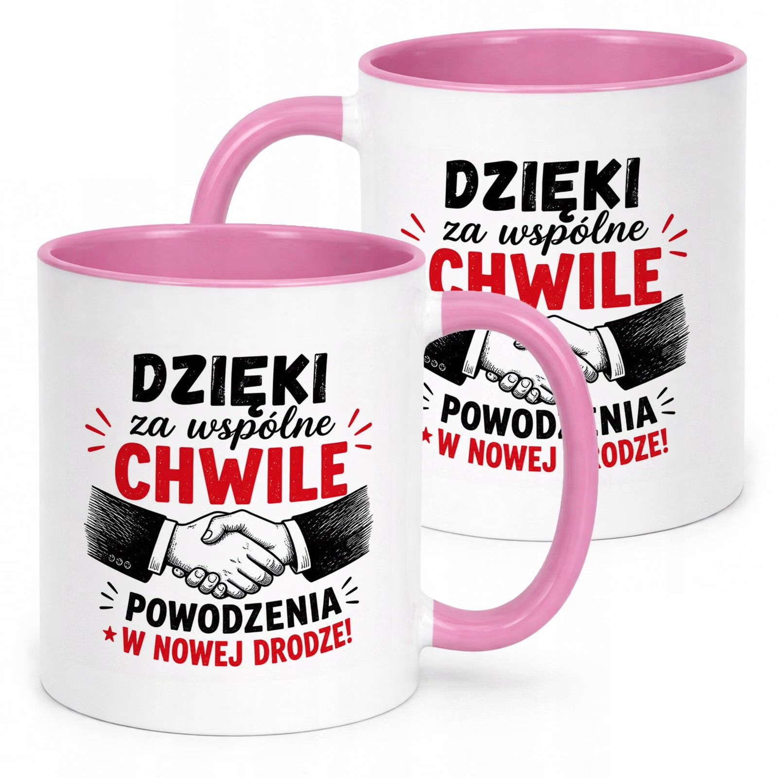 Kubek Różowy z nadrukiem Pożegnanie Odejście z Pracy Upominek Prezent
