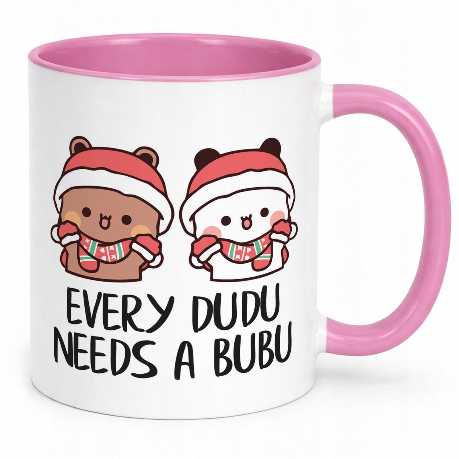 Kubek Różowy Boże Narodzenie Mikołajki Święta Bubu i Dudu Prezent