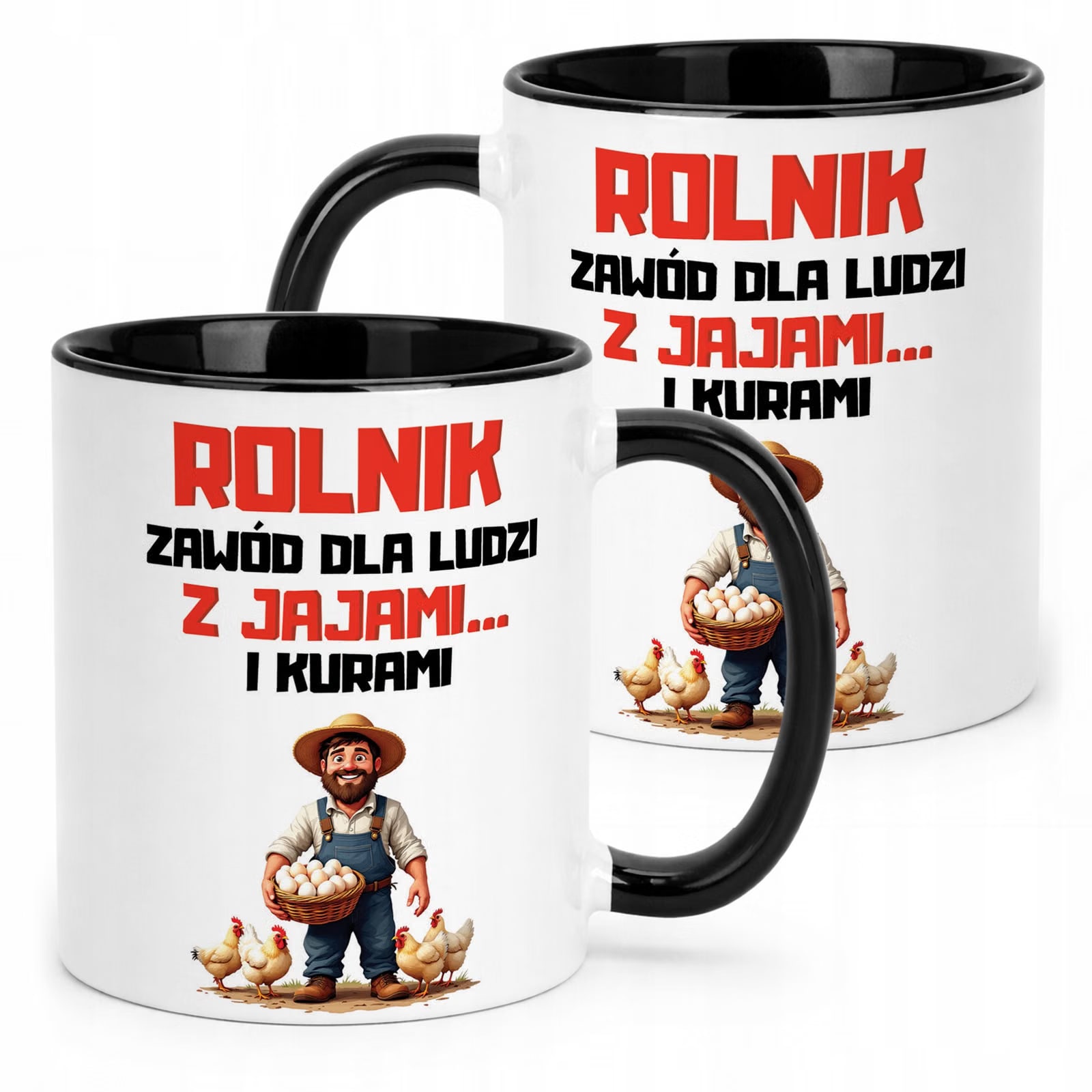 Kubek Czarny Rolnik Dla Rolnika Kury Zabawny Prezent Upominek