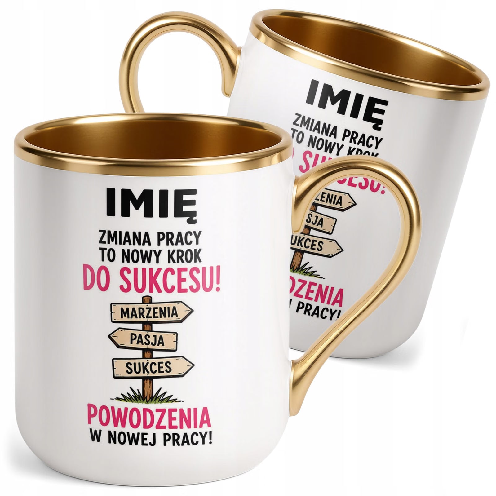 Kubek Personalizowany z nadrukiem Premium Złoty Odejście z Pracy