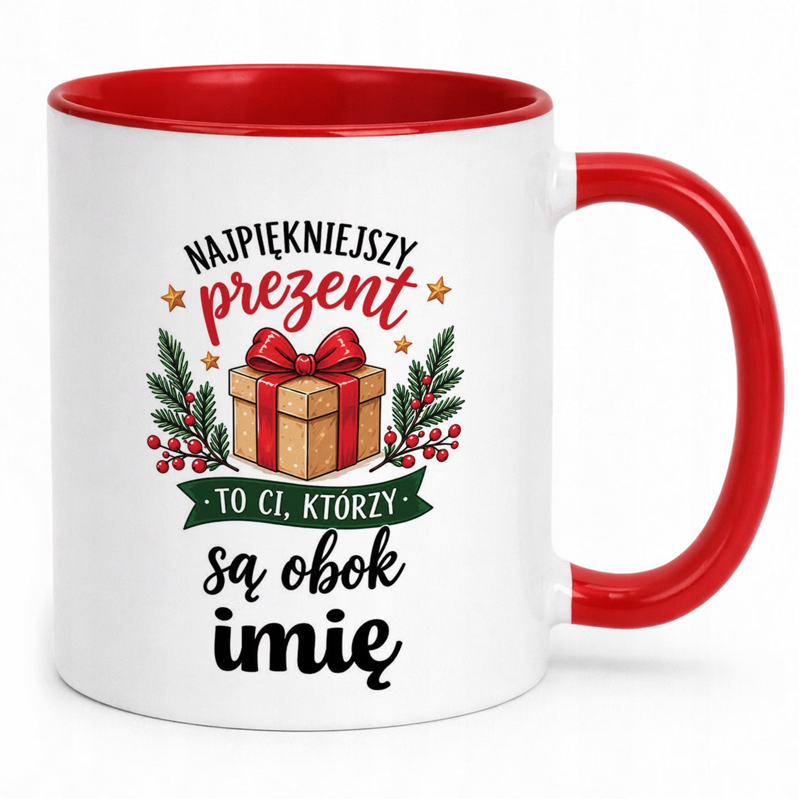 Kubek Czerwony Personalizowany z Nadrukiem Boże Narodzenie Święta Prezent