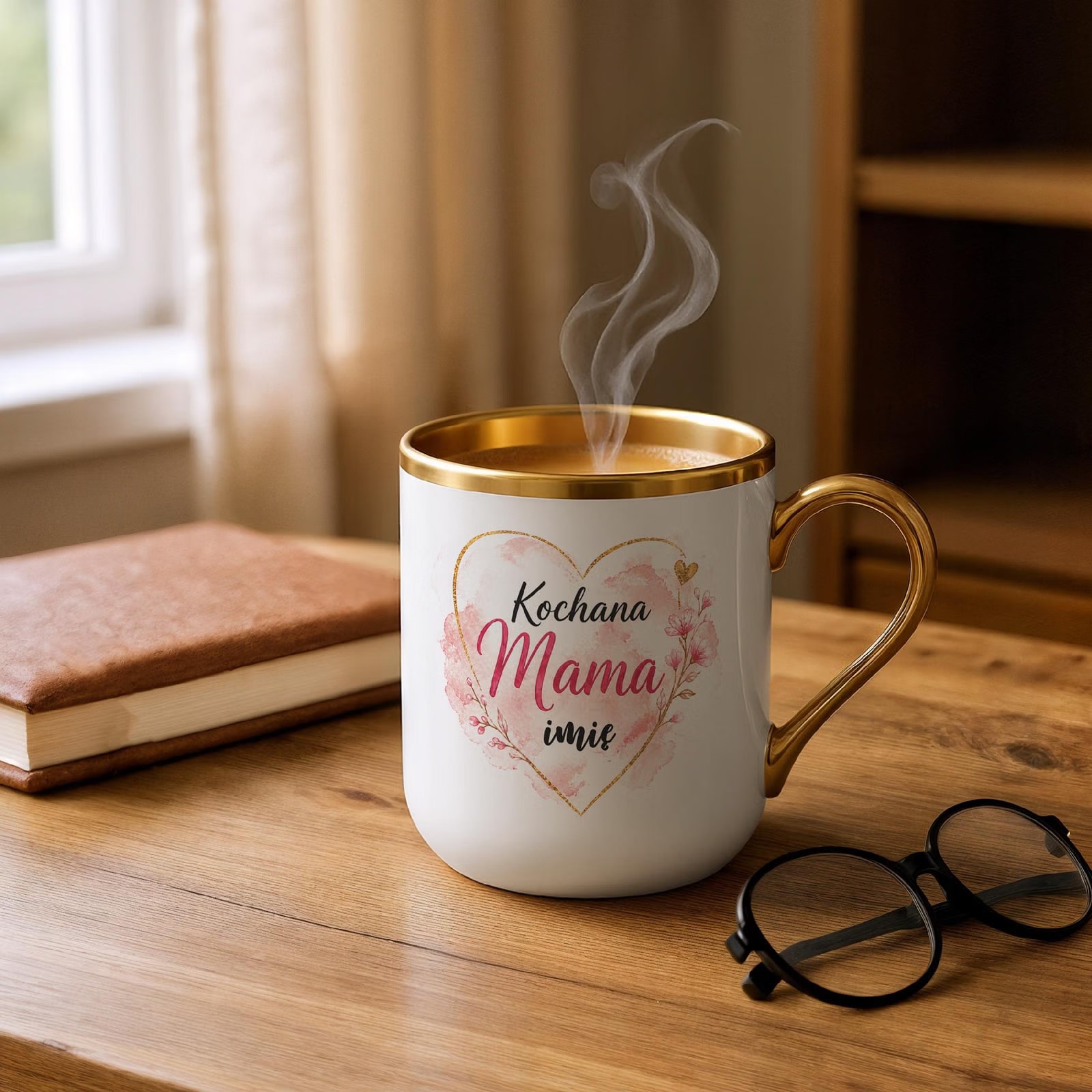 Kubek premium złoty personalizowany dla mamy prezent Dzień Matki