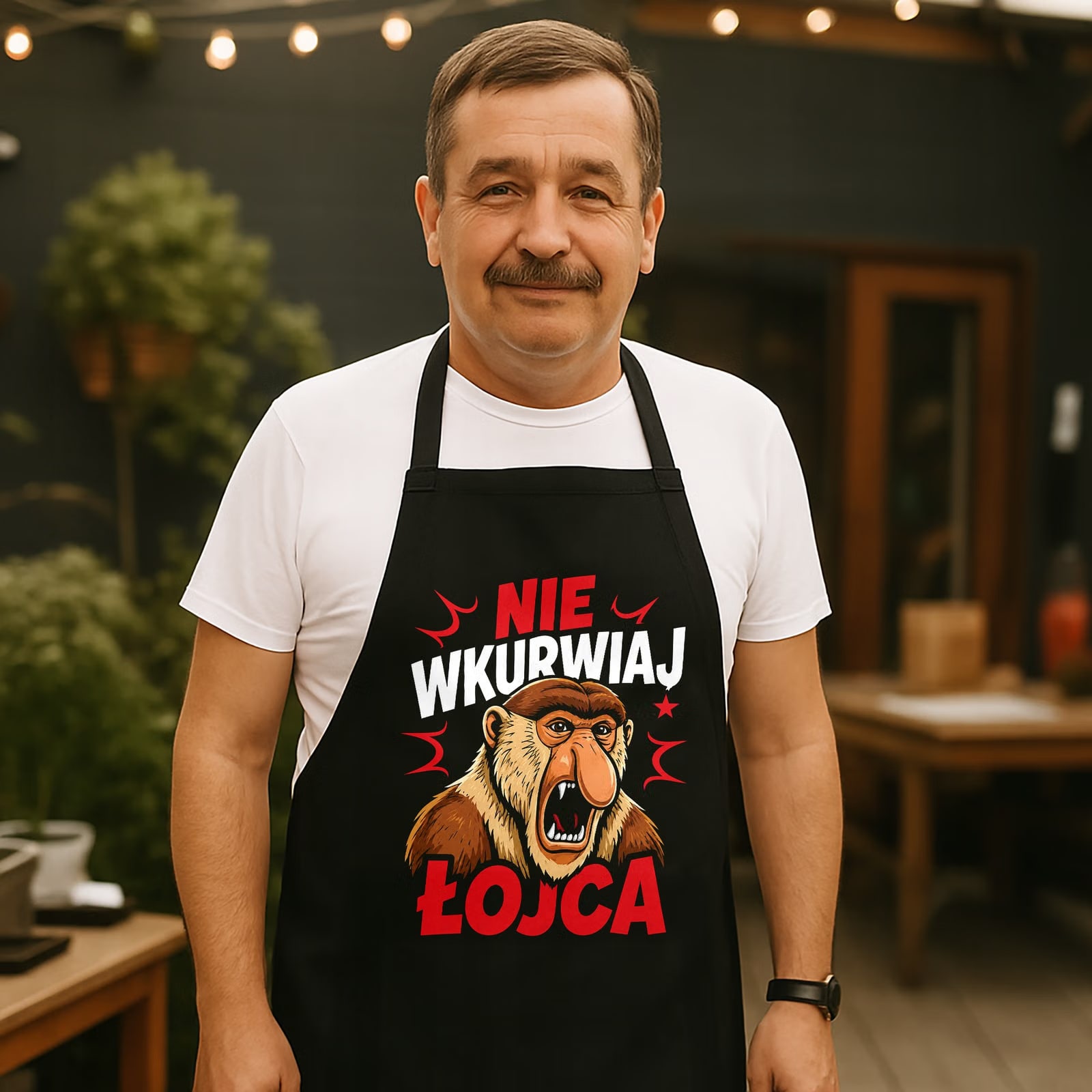 Fartuch czarny dla taty prezent na Dzień Ojca wyjątkowy upominek dla taty