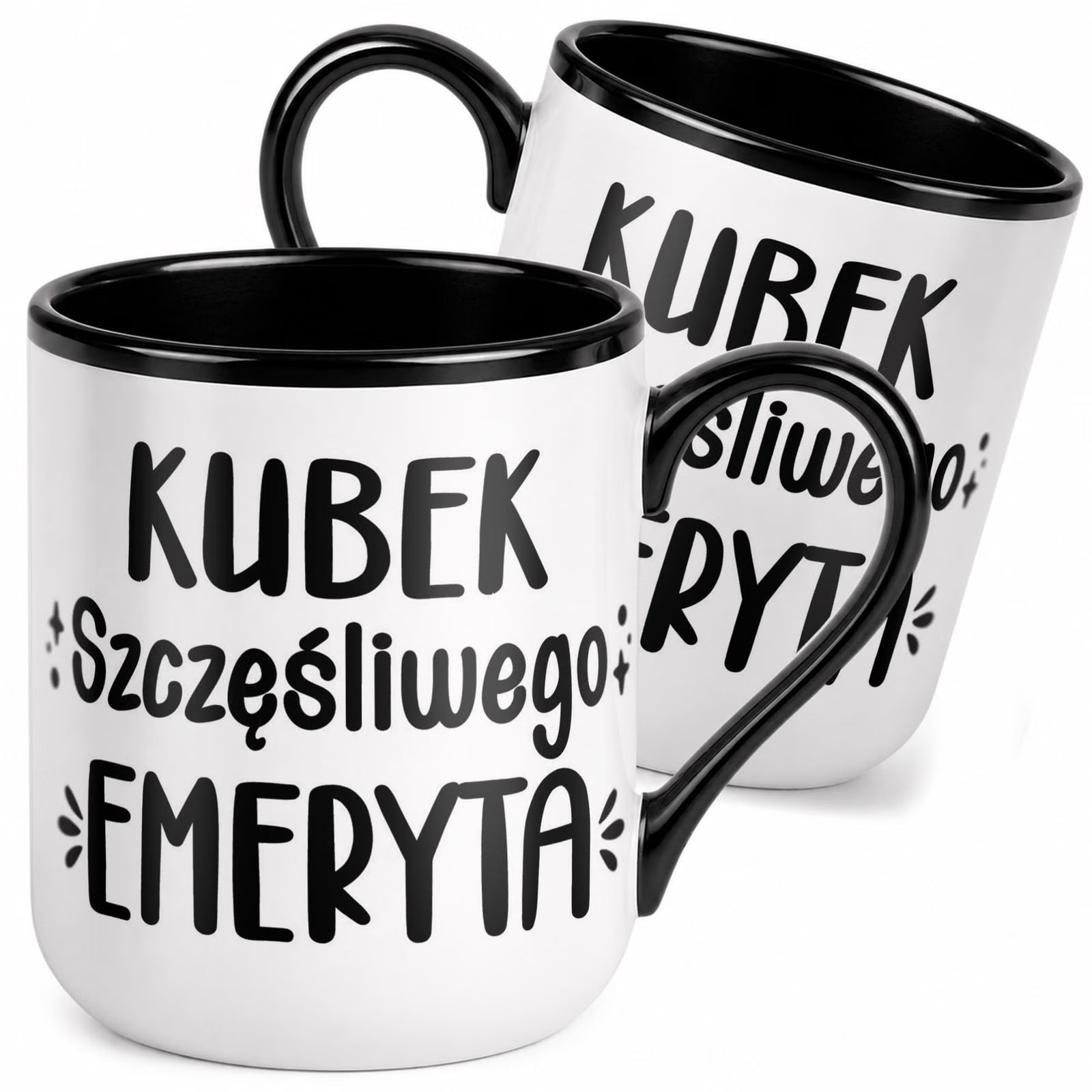 Kubek z nadrukiem Premium Czarny Emerytura Dla Emerytki Upominek Prezent