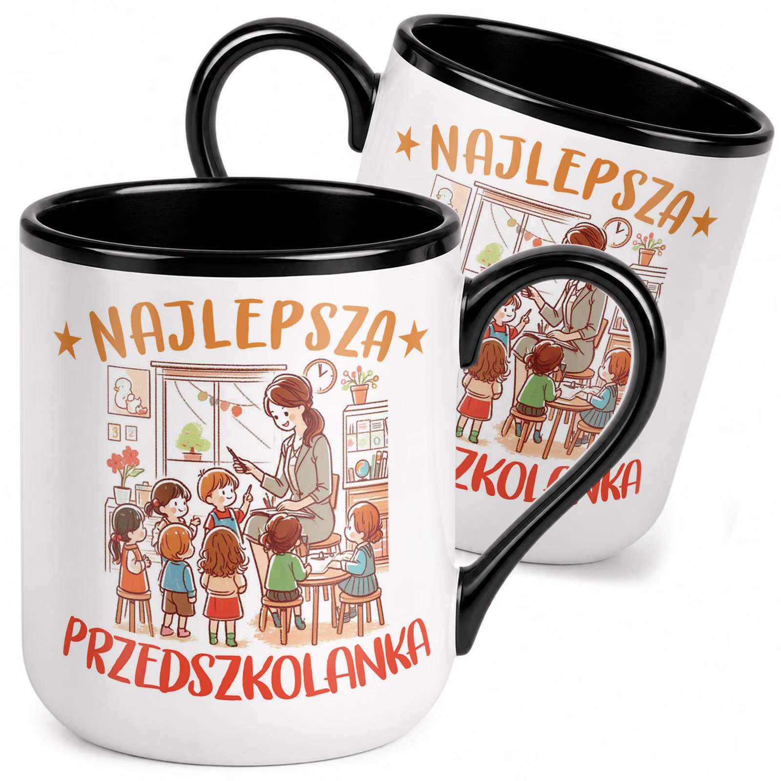Kubek z nadrukiem Premium Czarny Dzień Nauczyciela Dla Przedszkolanki