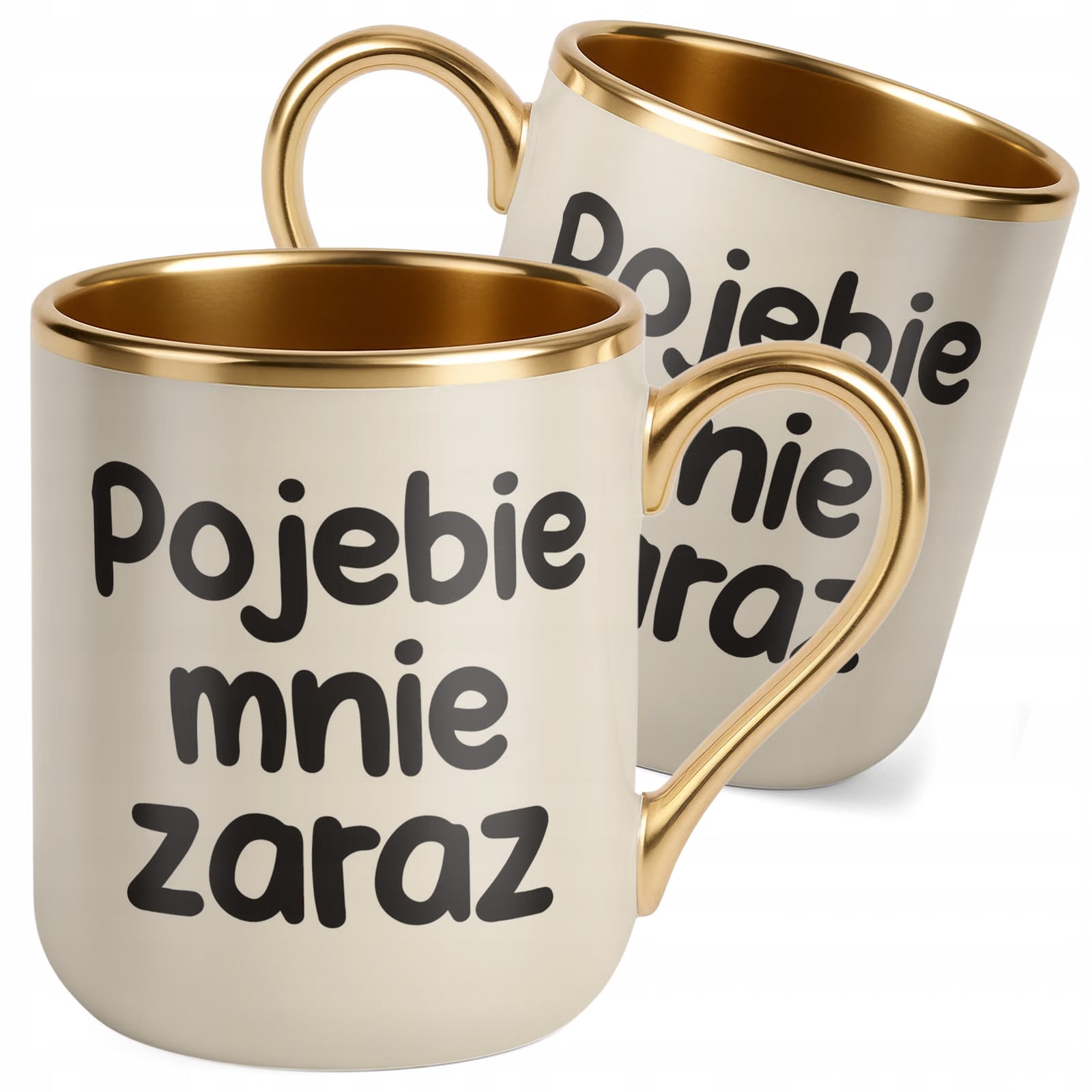 Kubek Premium Złoty Ecru Poje**e Mnie Zaraz Śmieszny Zabawny