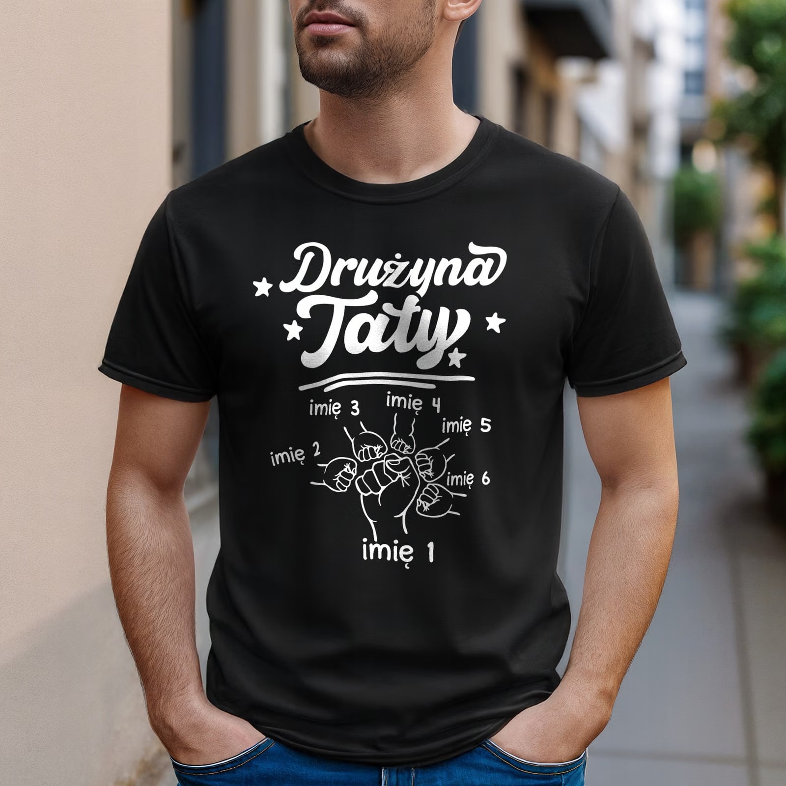 Koszulka czarna męska Personalizowana Dzień Ojca Prezent r. 3XL