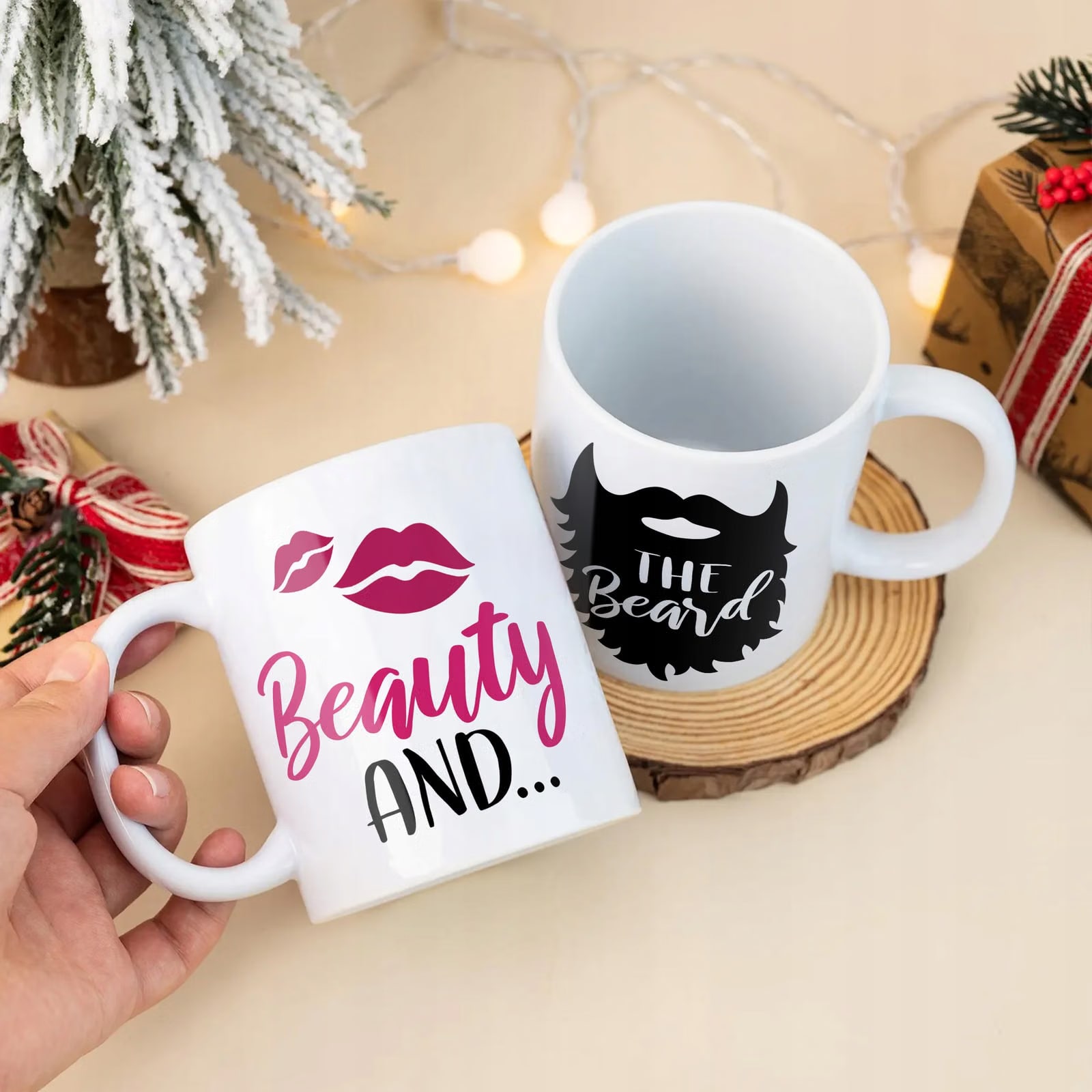 Zestaw kubków na Walentynki Beauty and The Beard Prezent Dla Pary Upominek