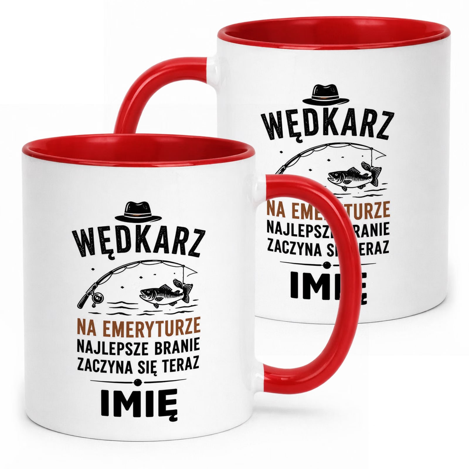 Kubek Czerwony Personalizowany z Nadrukiem Emerytura Dla Emeryta Prezent