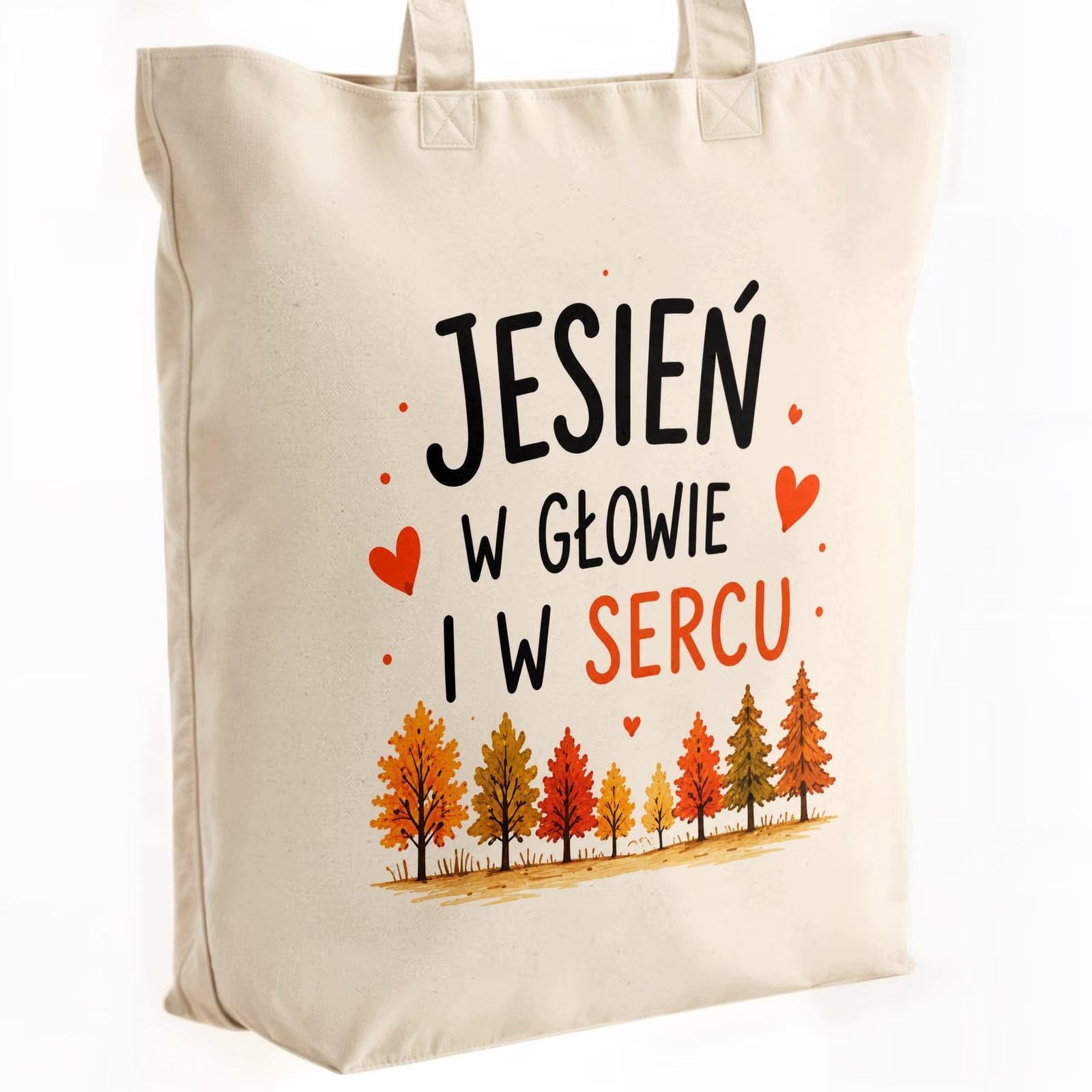 Torba shopper bawełniana premium jesień jesienna na zakupy z nadrukiem