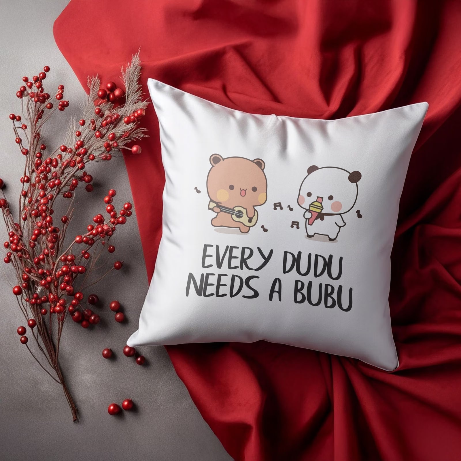 Zestaw Kubek + Poduszka 38×38 cm Walentynki Bubu i Dudu Dla Pary Prezent