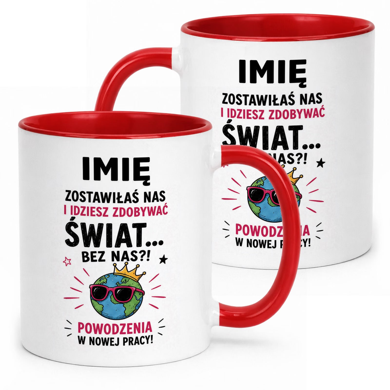 Kubek Czerwony Personalizowany z Nadrukiem Pożegnanie Odejście z Pracy