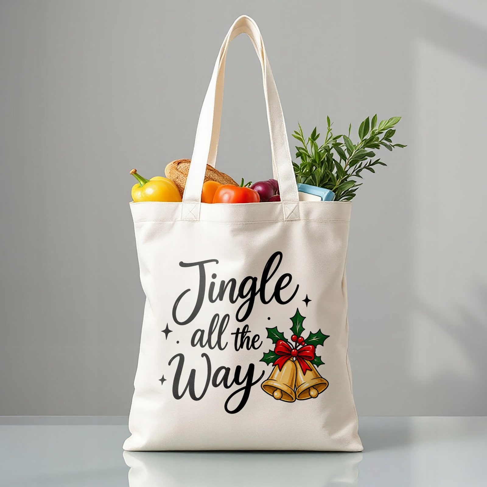Torba shopper bawełniana premium świąteczna na zakupy z nadrukiem