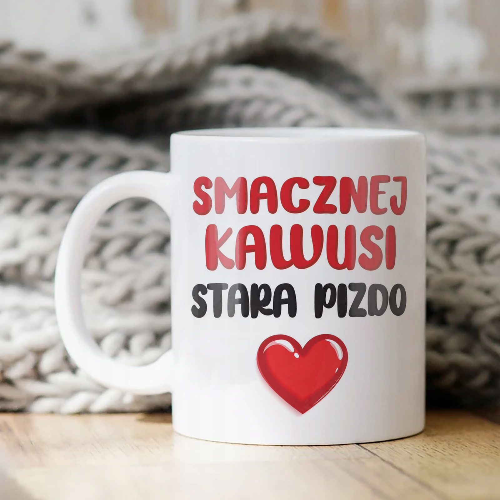 Kubek ceramiczny Smacznej Kawusi Stara Piz*o Śmieszny Zabawny Prezent
