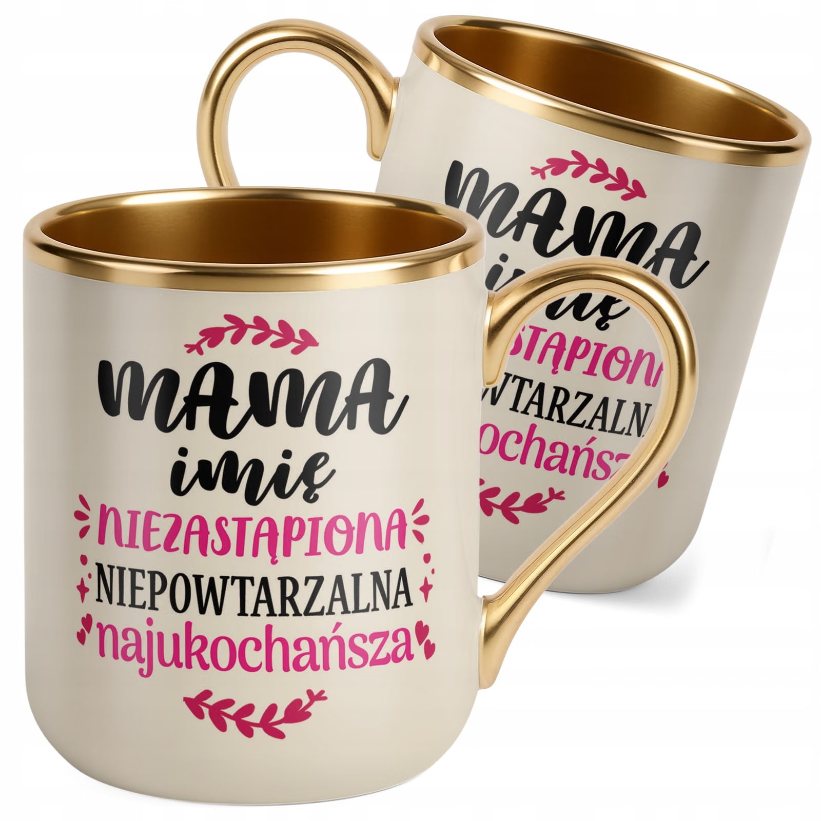Kubek Premium Złoty Ecru Personalizowany Dzień Matki Dla Mamy
