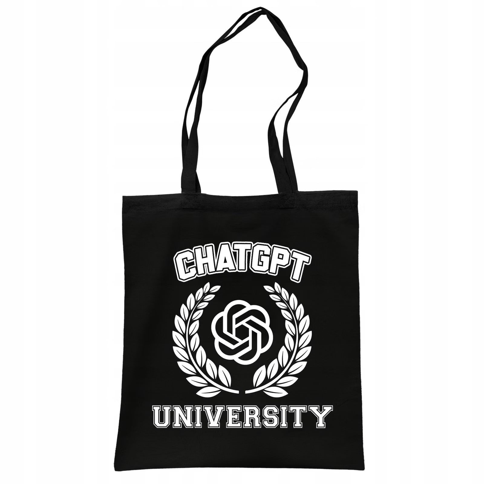Torba bawełniana czarna na zakupy ChatGPT University Zabawny Gadżet