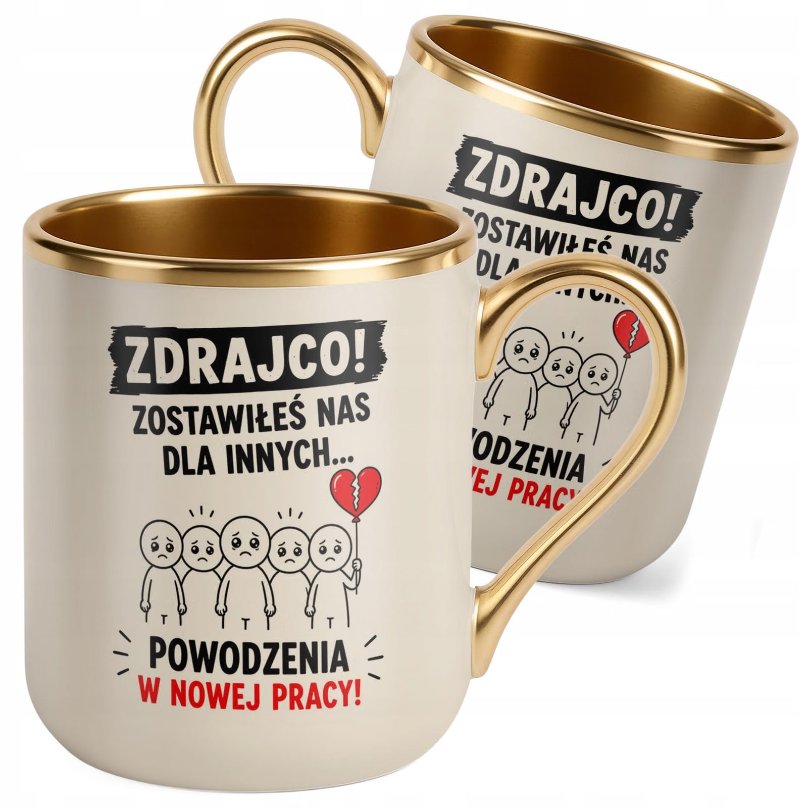 Kubek z nadrukiem Premium Złoty Ecru Pożegnanie Odejście z Pracy