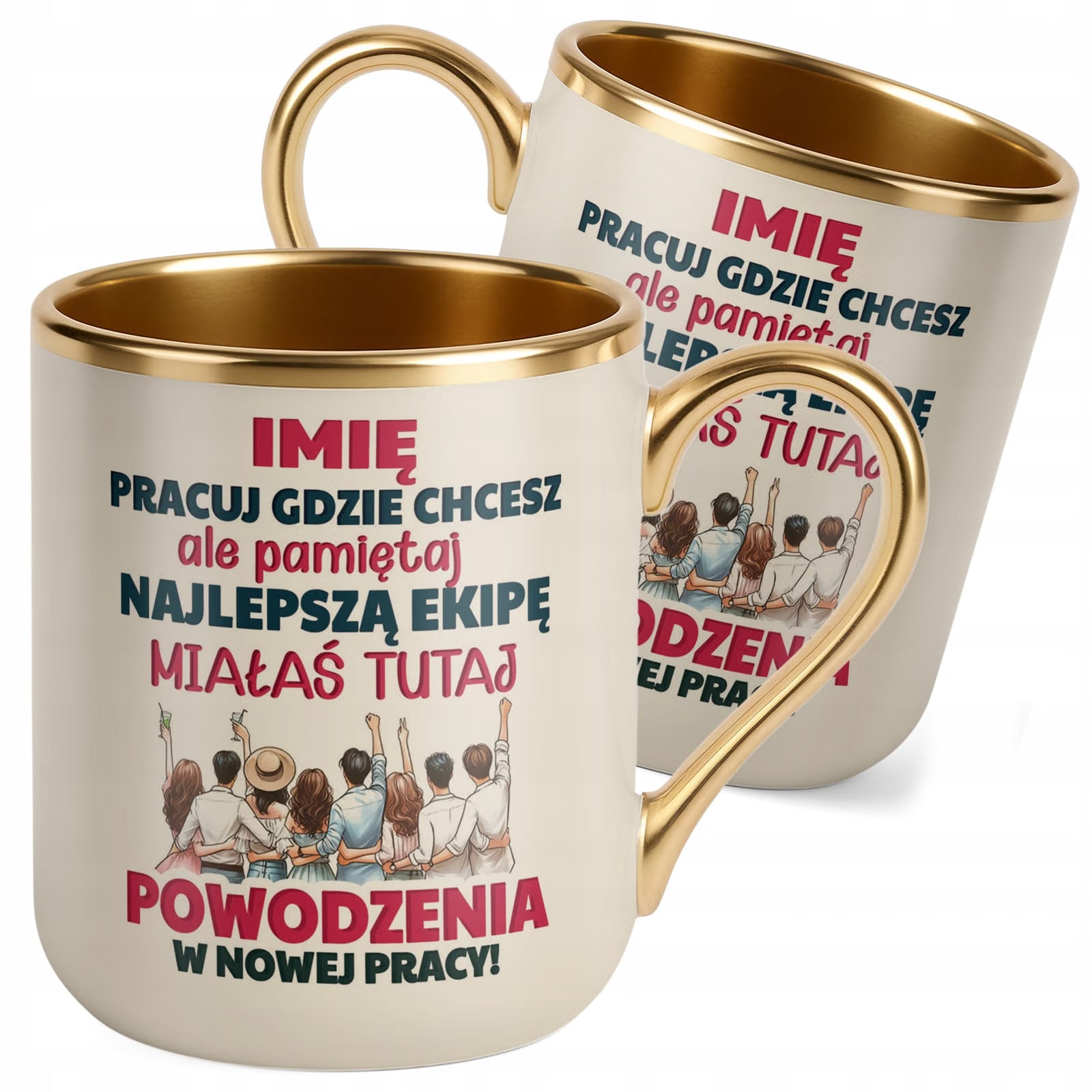 Kubek Premium Złoty Ecru Personalizowany Pożeganie Odejście z Pracy