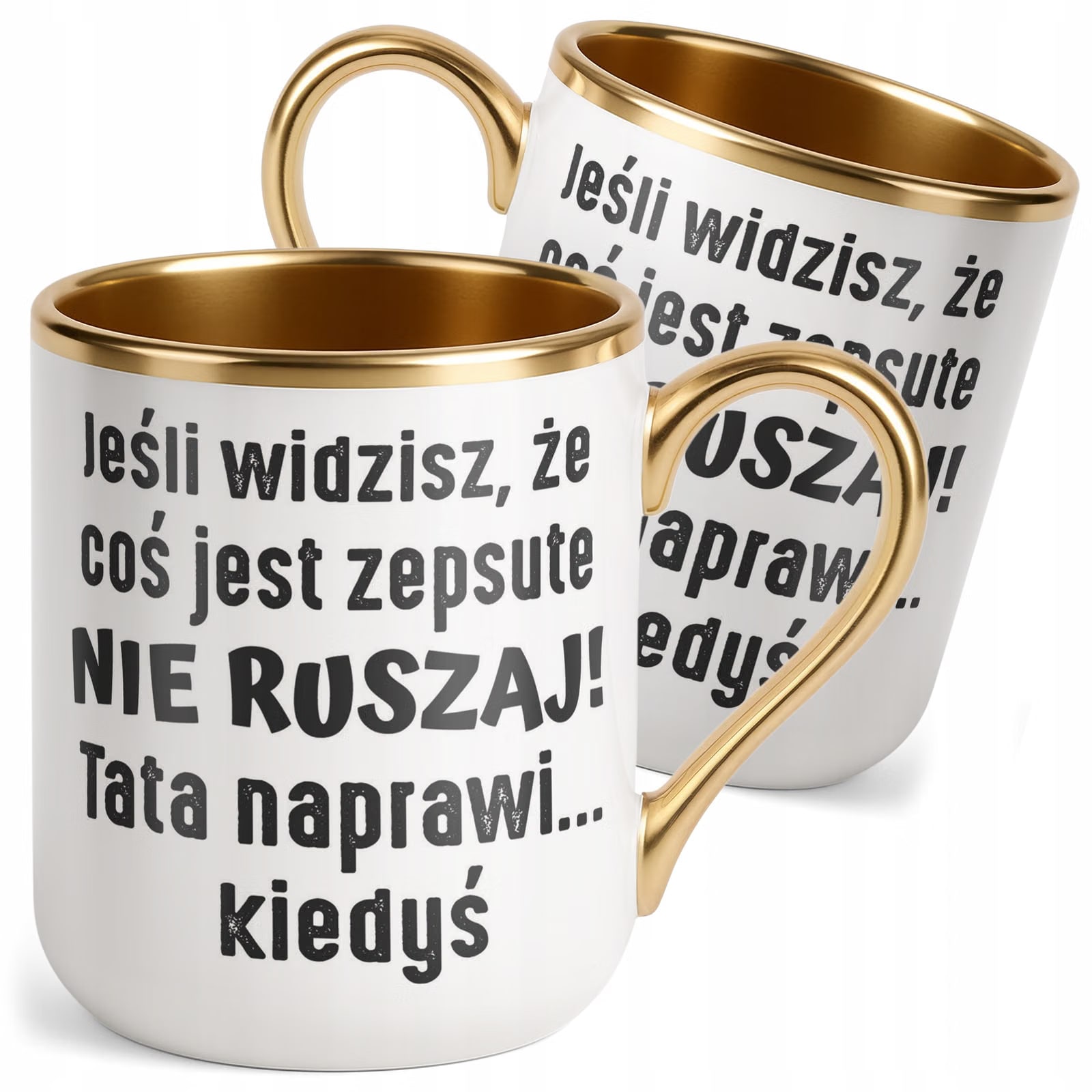 Kubek Premium Złoty Dzień Ojca Dla Taty Tata Naprawi Kiedyś Prezent