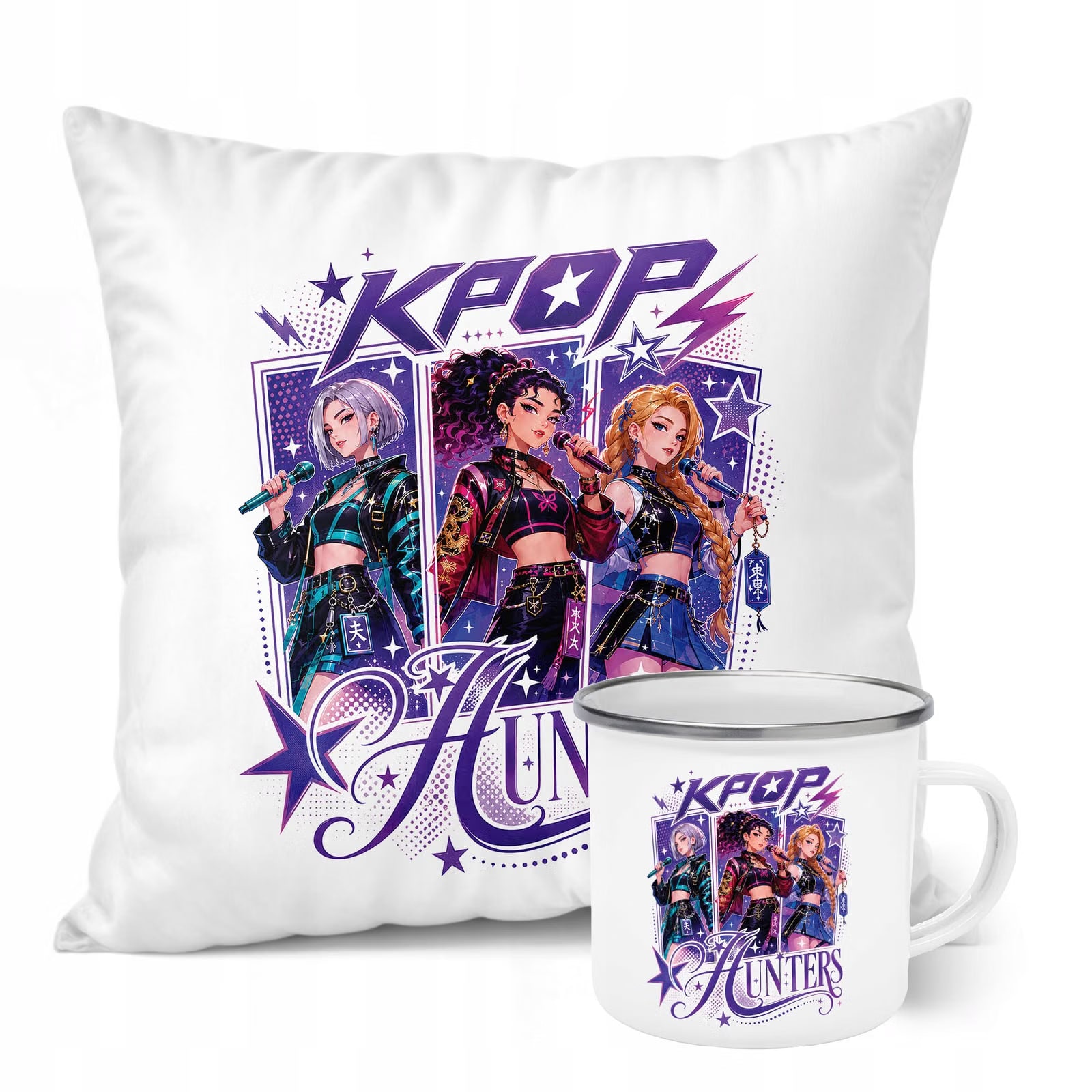 Zestaw Kubek Emaliowany Poduszka Z Nadrukiem ŁOWCZYNIE KPOP Prezent