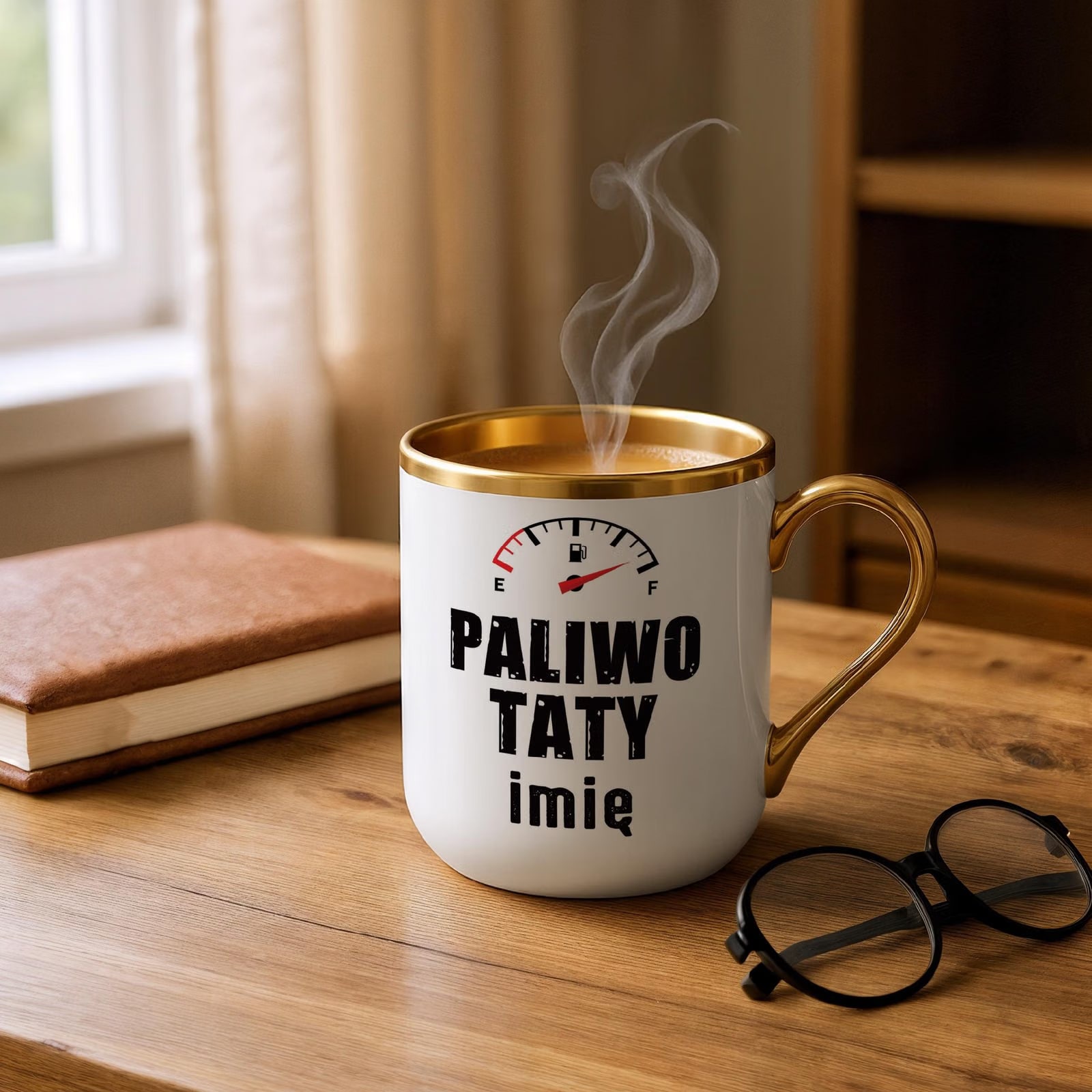 Kubek Premium Złoty Personalizowany Dzień Ojca Paliwo Taty Prezent