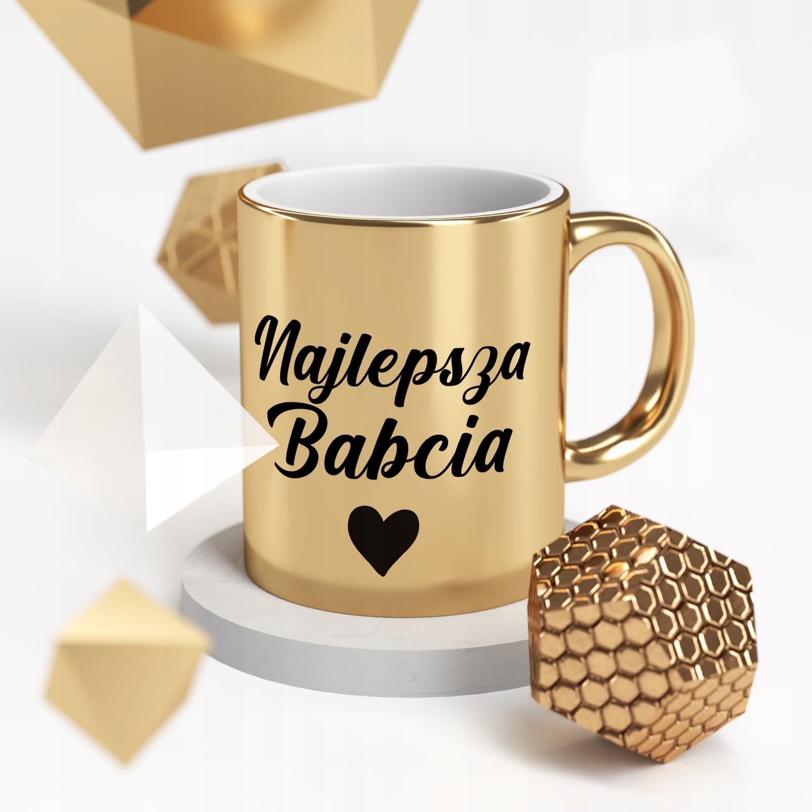 Kubek ceramiczny Złoty 330 ml Dzień Babci Prezent Upominek Najlepsza Babcia