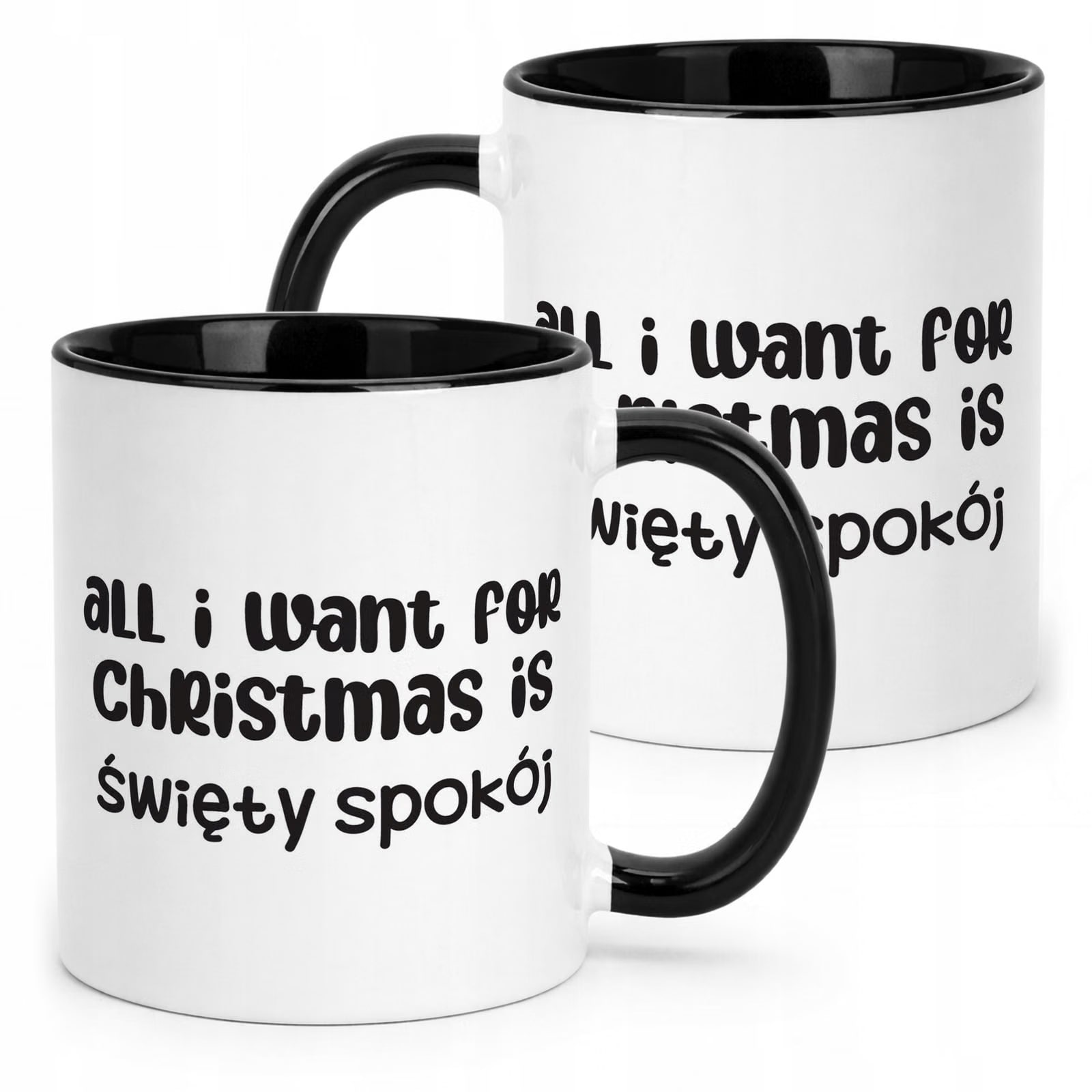 Kubek Czarny z Nadrukiem Boże Narodzenie All I Want For Christmas Prezent