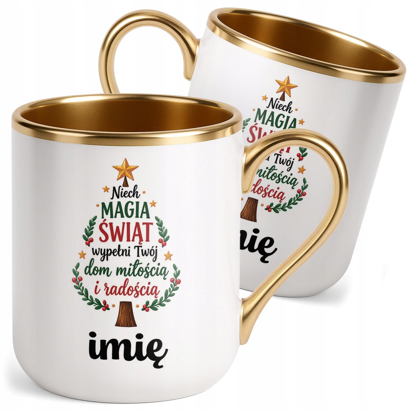Kubek Personalizowany Premium Złoty Boże Narodzenie Święta Prezent