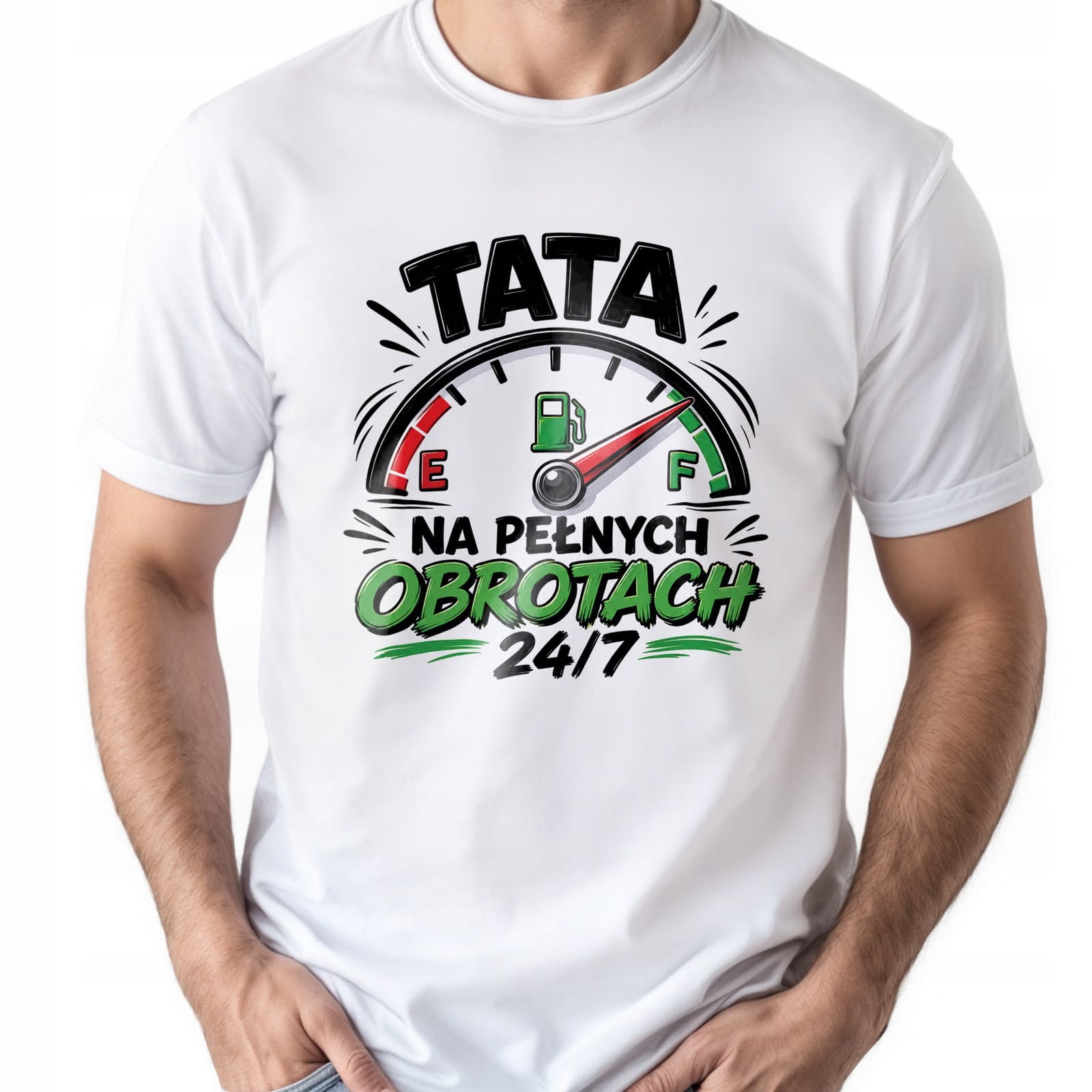 Koszulka biała męska Dzień Ojca prezent dla taty pomysł na prezent r. S