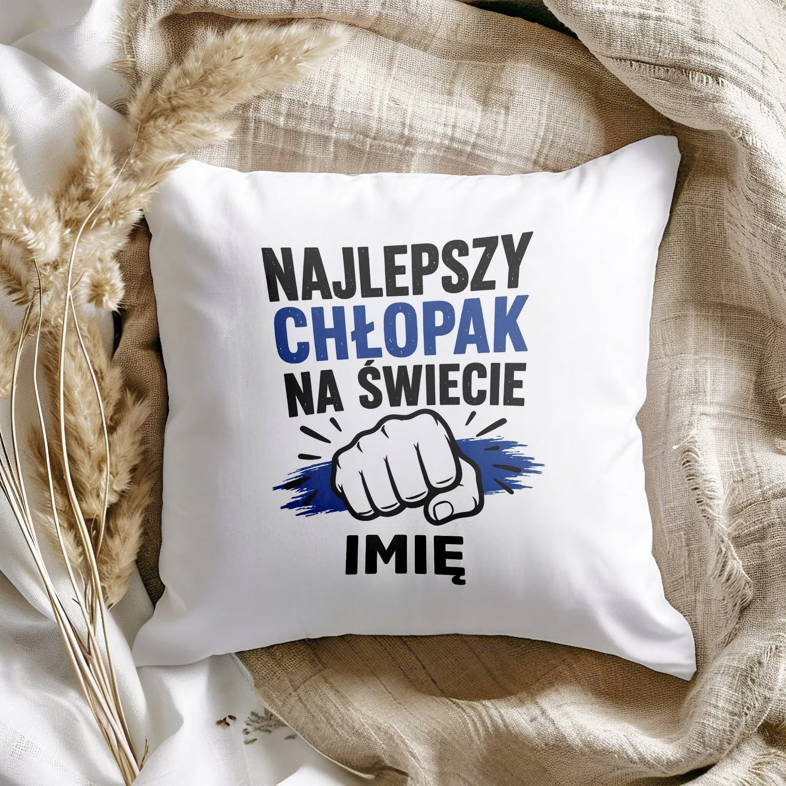 Poduszka Jasiek Personalizowana z nadrukiem Dzień Chłopaka 38x38cm Prezent