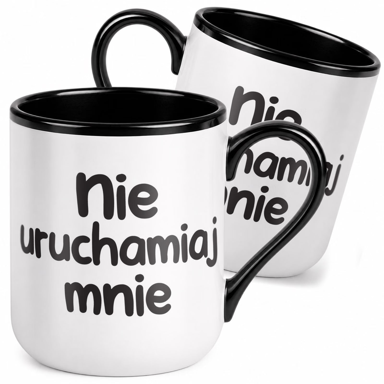 Kubek z nadrukiem Premium Czarny Nie Uruchamiaj Mnie Upominek Prezent