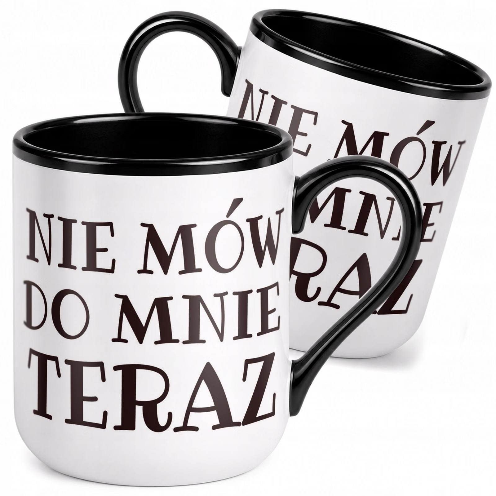 Kubek z nadrukiem Premium Czarny Nie Mów Do Mnie Teraz Upominek Prezent