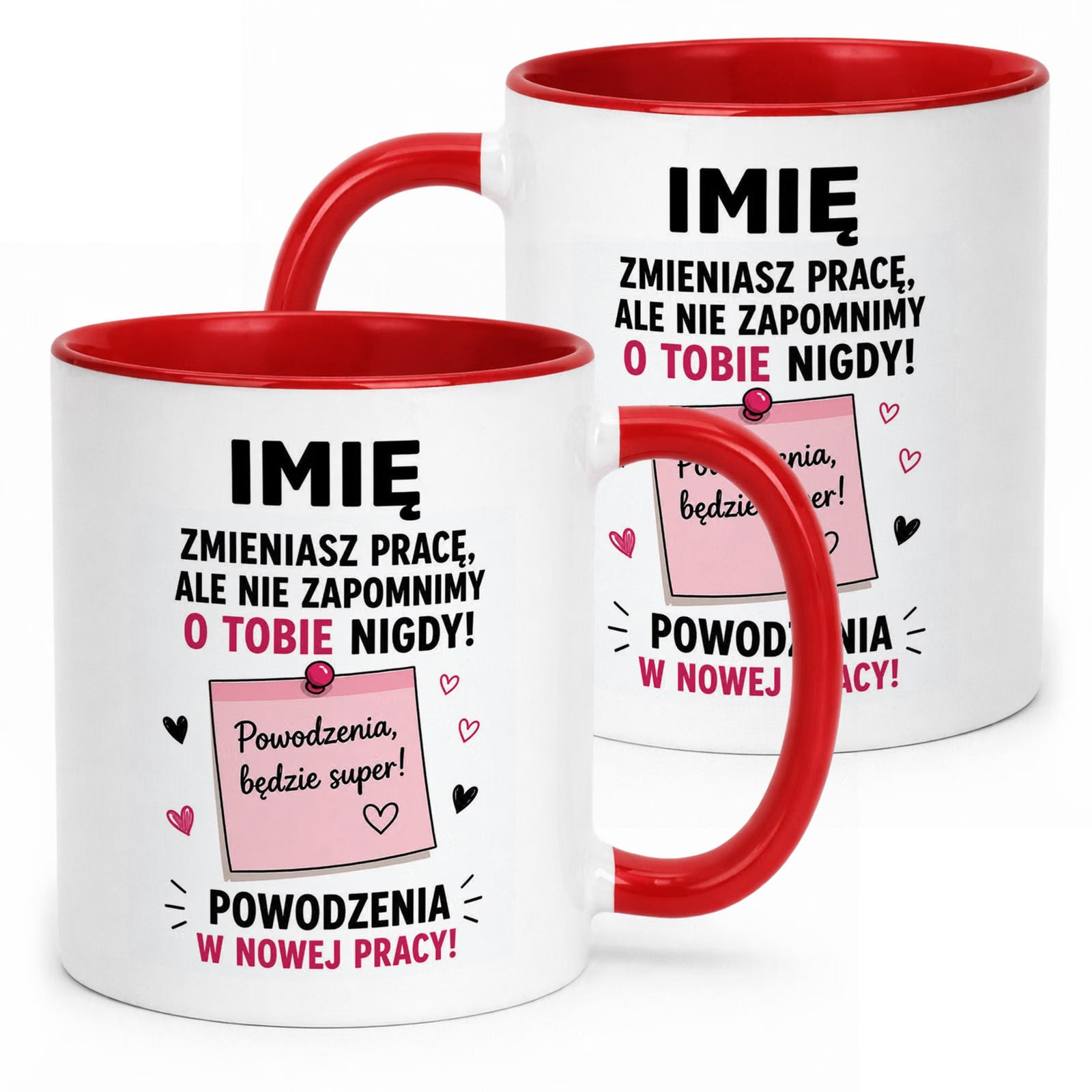 Kubek Czerwony Personalizowany z Nadrukiem Pożegnanie Odejście z Pracy