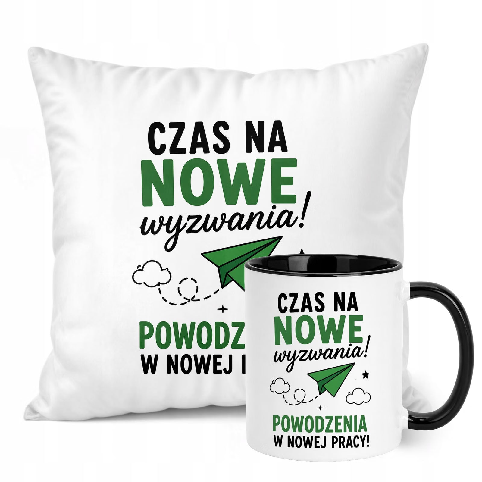 Zestaw Kubek Czarny Poduszka Z Nadrukiem Odejście z Pracy Prezent