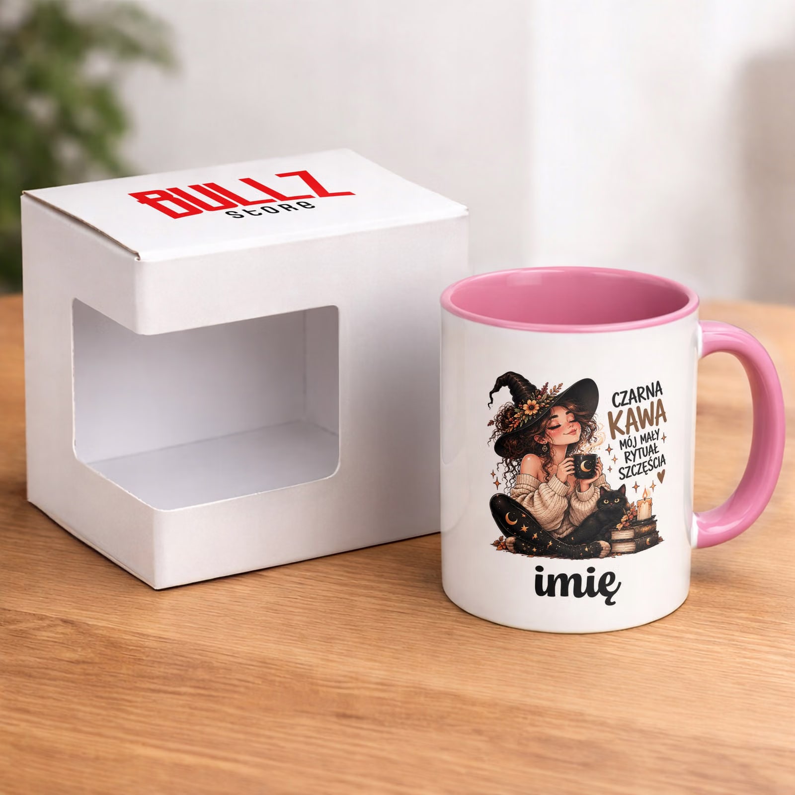 Kubek Różowy Personalizowany z Nadrukiem Dla Kobiet Czarownica Wiedźma