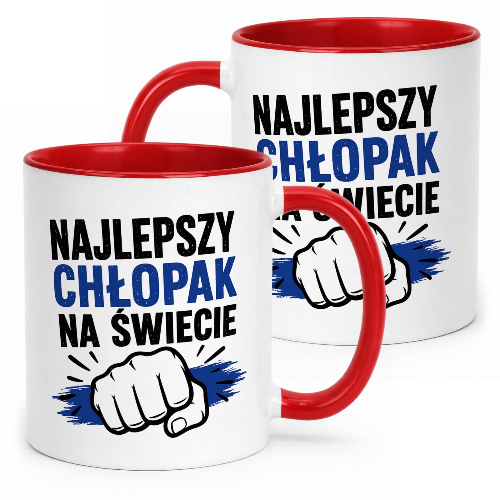 Czerwony Kubek z nadrukiem Dzień Chłopaka Mężczyzny Upominek Prezent