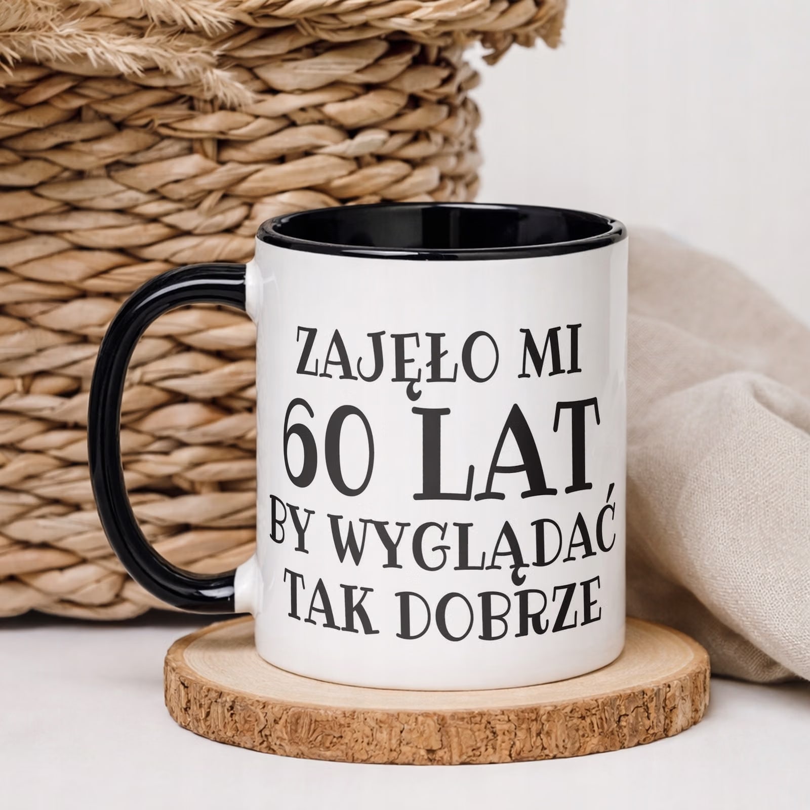 Kubek Czarny Zajęło Mi 60 Lat Na Urodziny Prezent Upominek