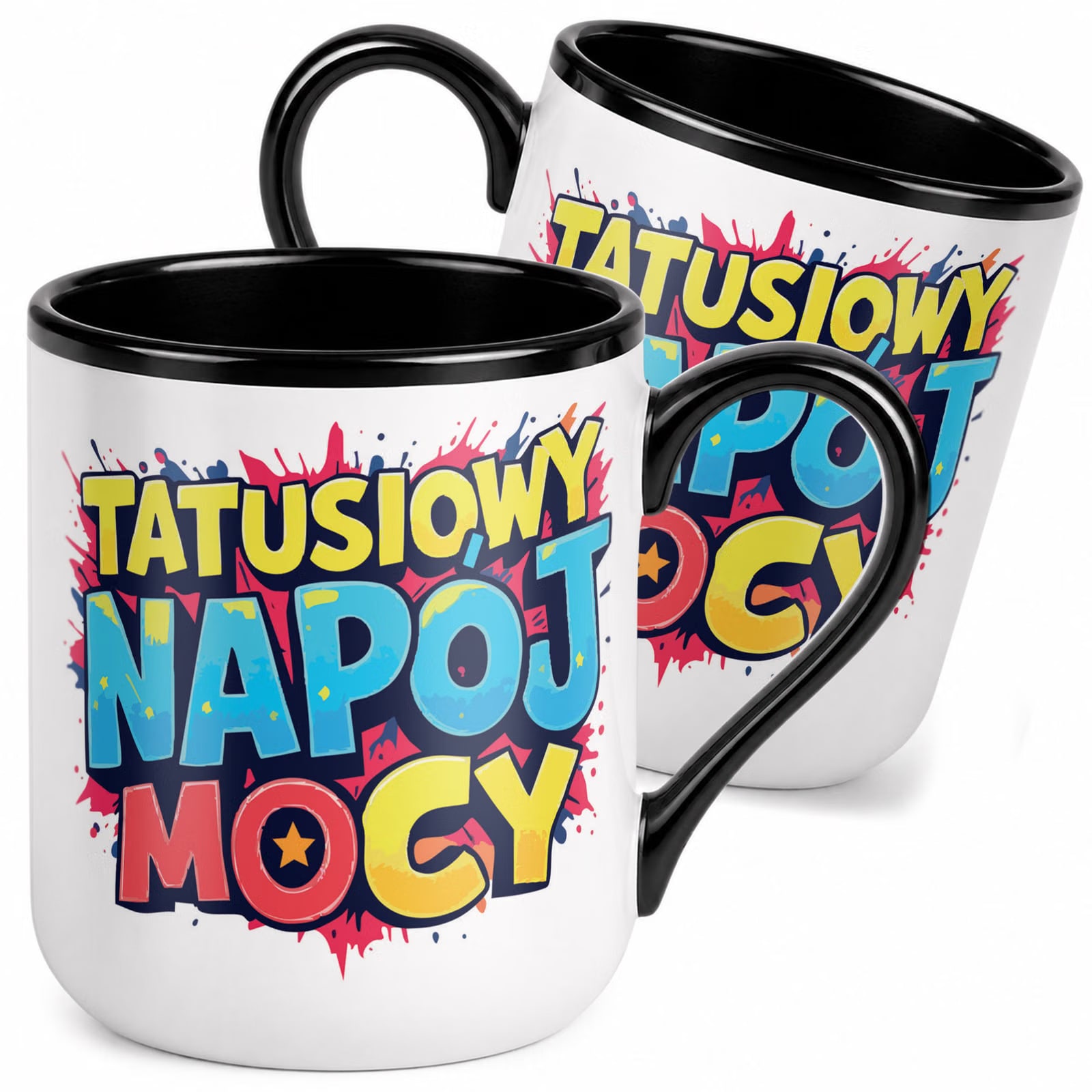 Kubek z nadrukiem Premium Czarny Dla Taty Dzień Ojca Upominek Prezent