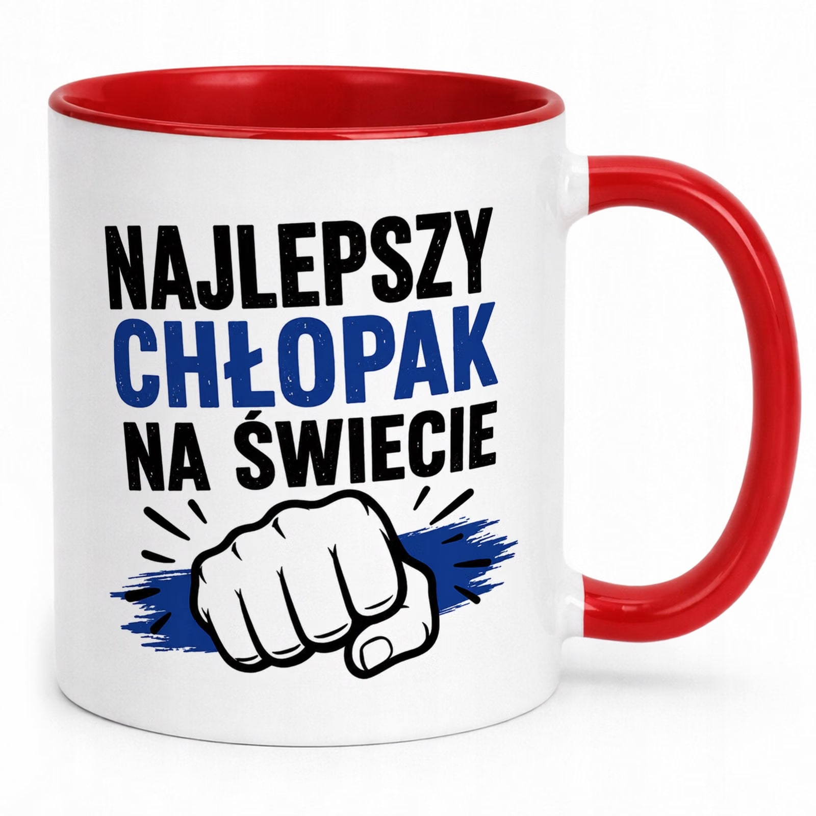 Czerwony Kubek z nadrukiem Dzień Chłopaka Mężczyzny Upominek Prezent