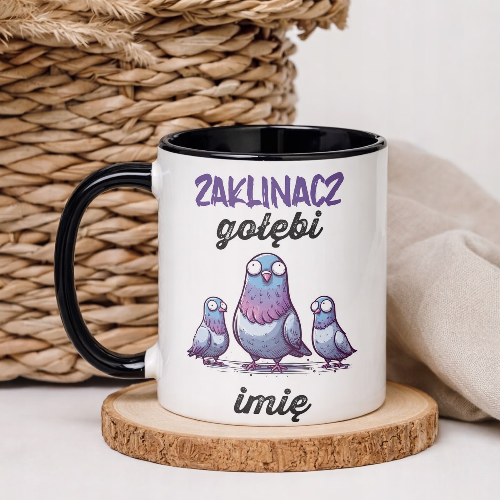 Kubek Czarny Personalizowany Dla Gołębiarza Prezent Dla Hodowcy Gołębi