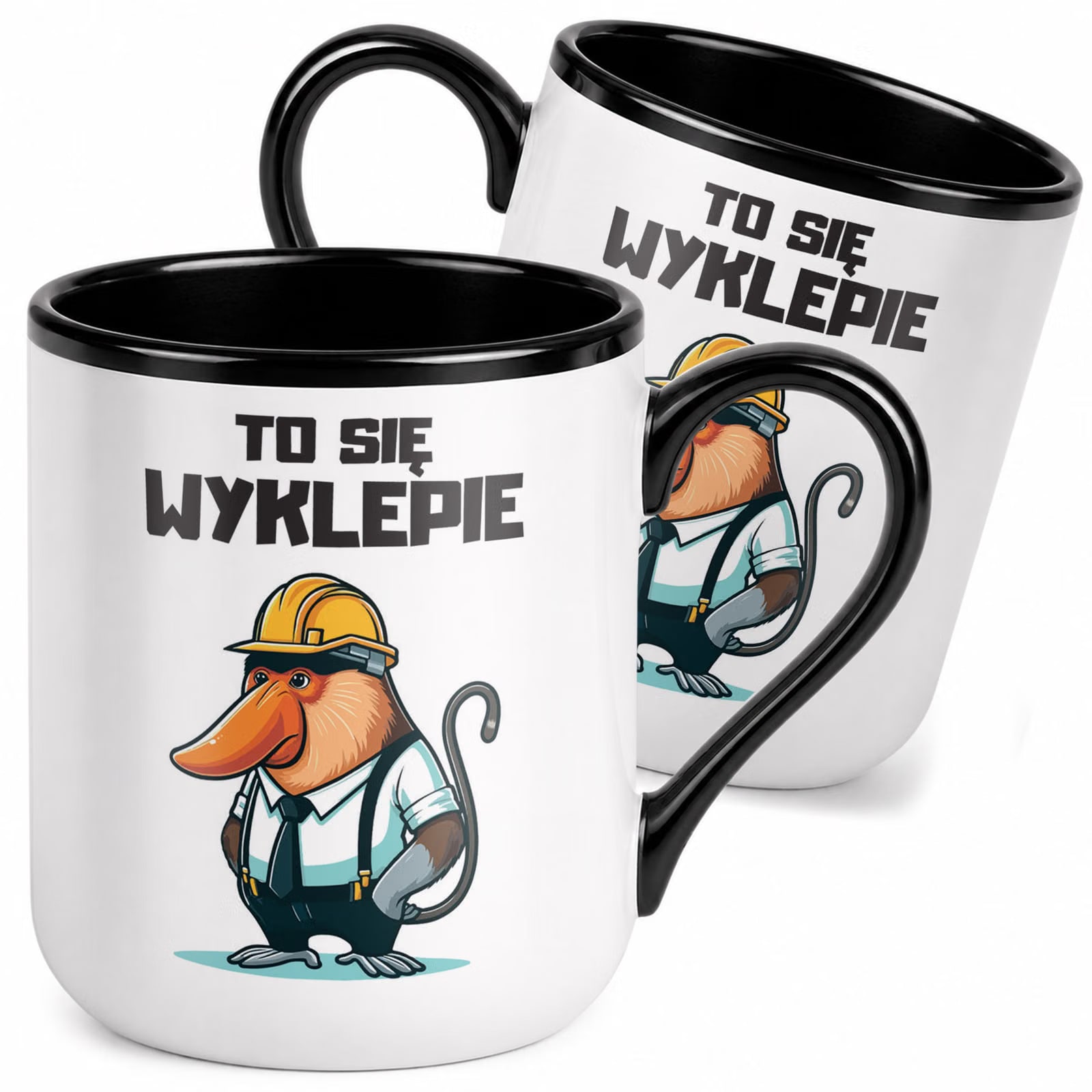 Kubek z nadrukiem Premium Czarny Janusz Nosacz To Sie Wyklepie Prezent