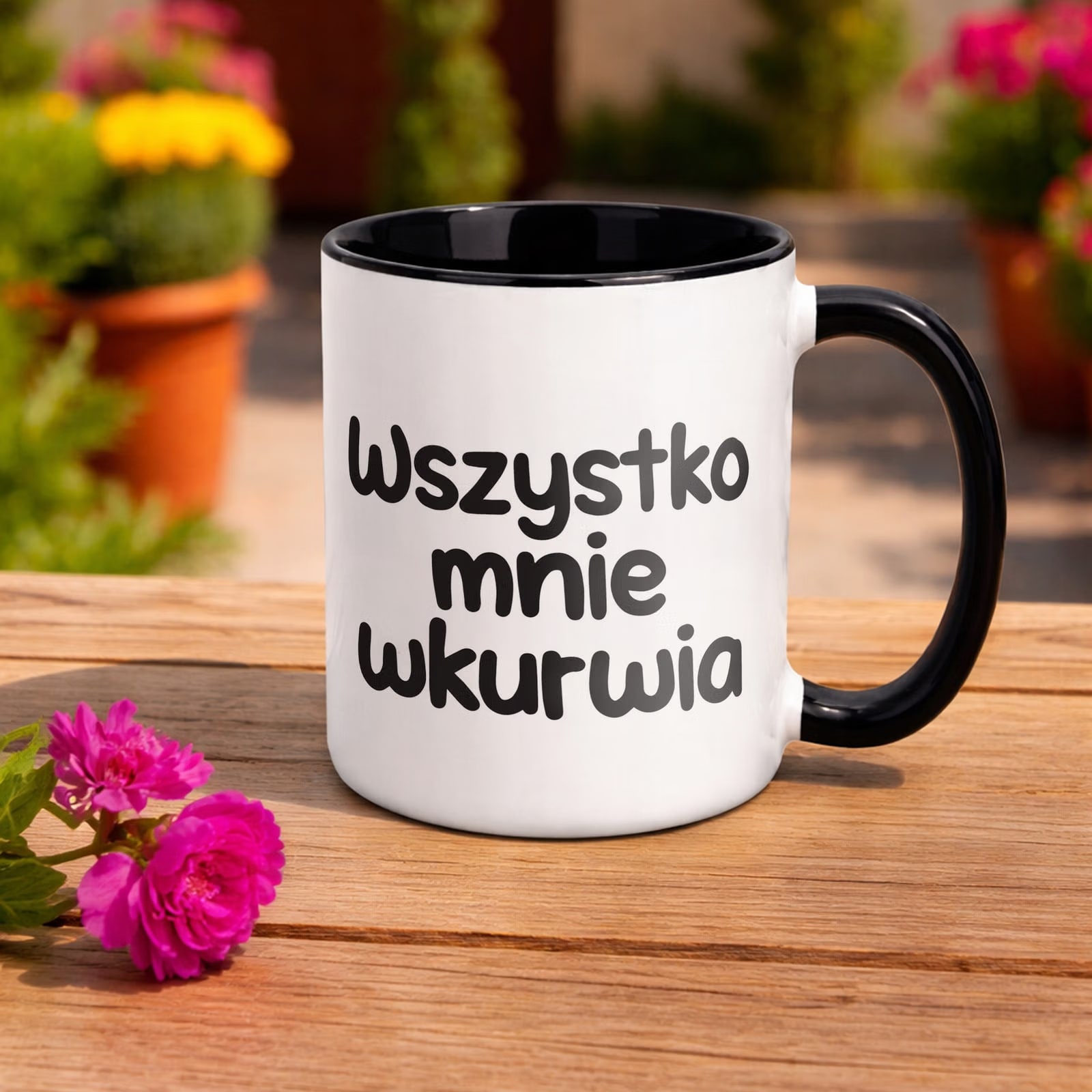 Kubek Czarny Wszystko Mnie Wku**ia Śmieszny Zabawny Prezent