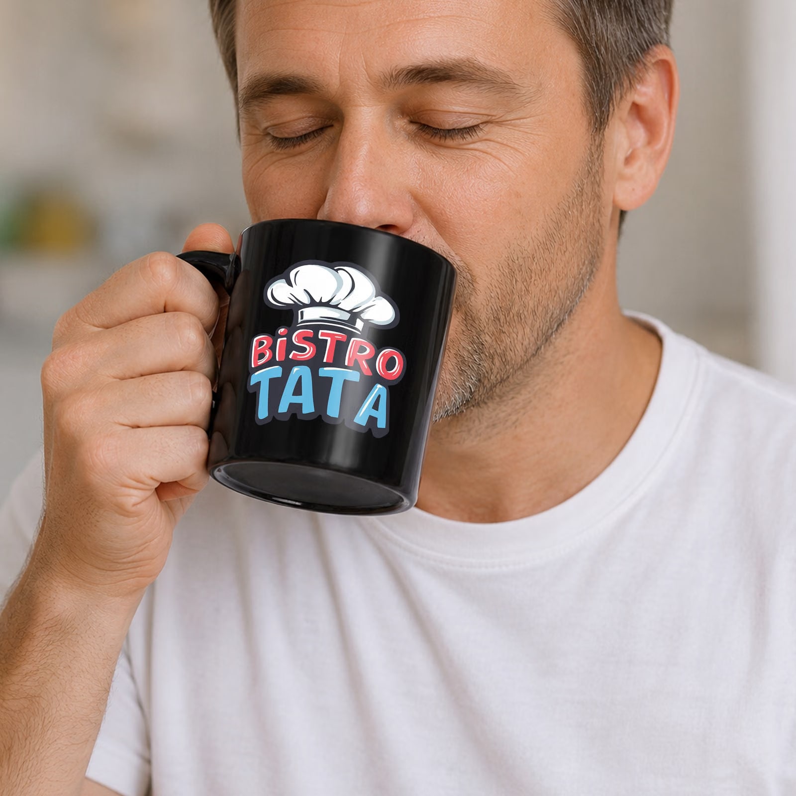 Prezent na Dzień Ojca kubek czarny dla taty upominek od serca dla taty