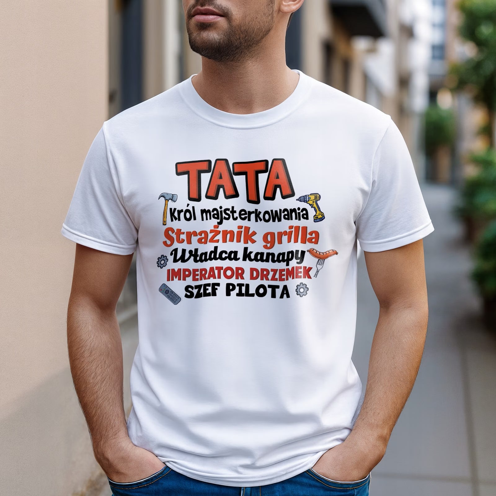 Koszulka biała męska Dzień Ojca Dla Taty Prezent