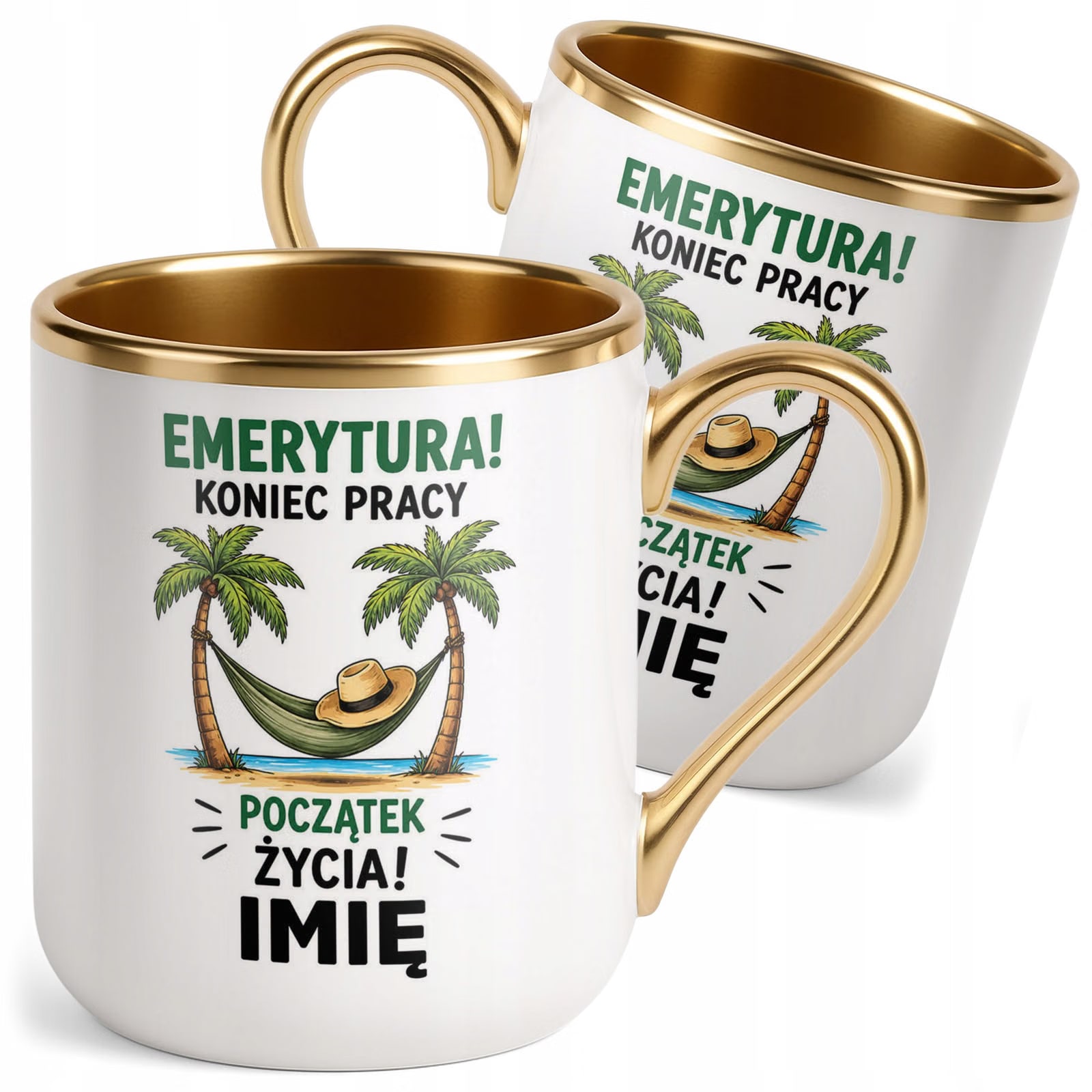 Kubek Personalizowany z nadrukiem Premium Złoty Emerytura Prezent