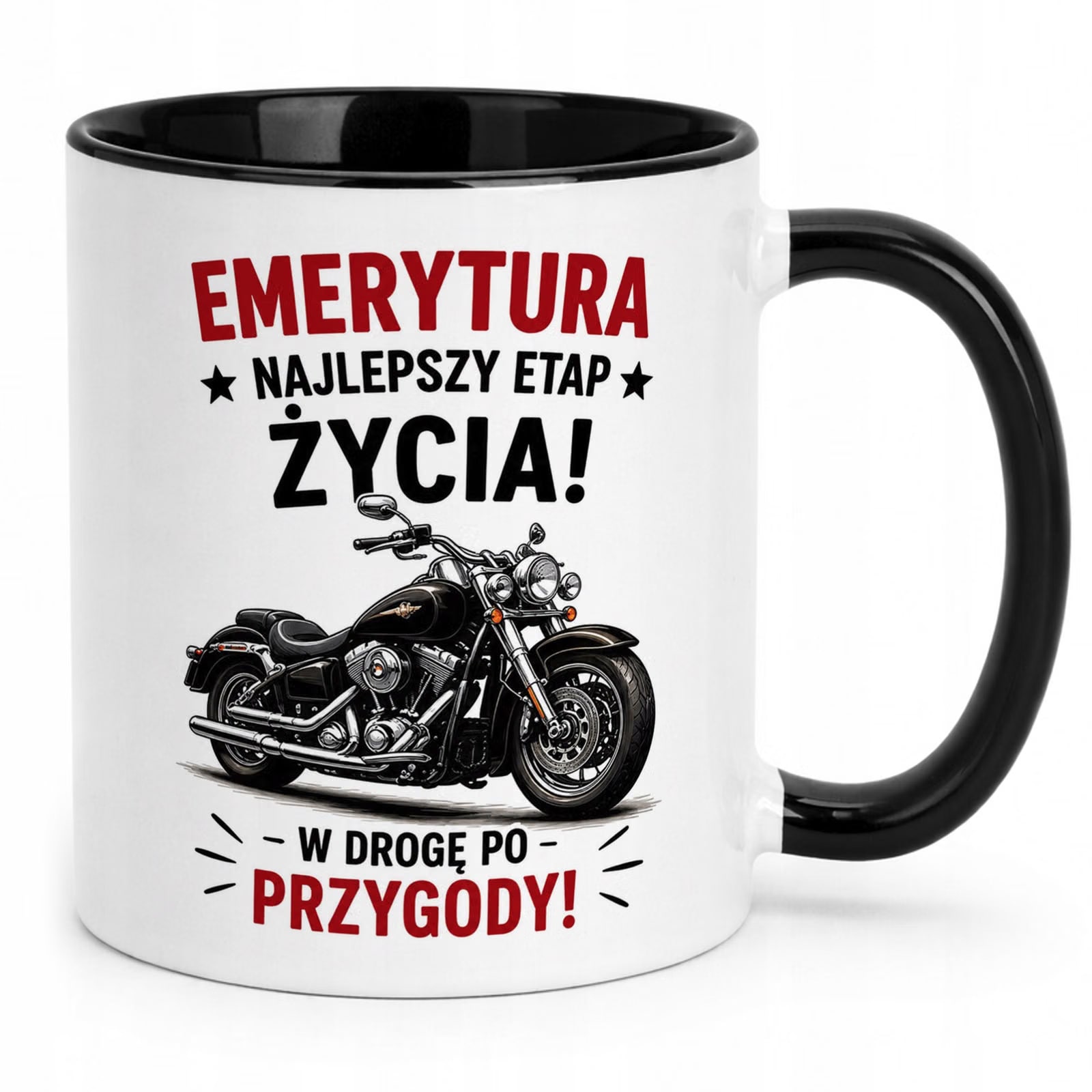 Kubek Czarny z nadrukiem Emerytura Dla Emeryta Upominek Prezent