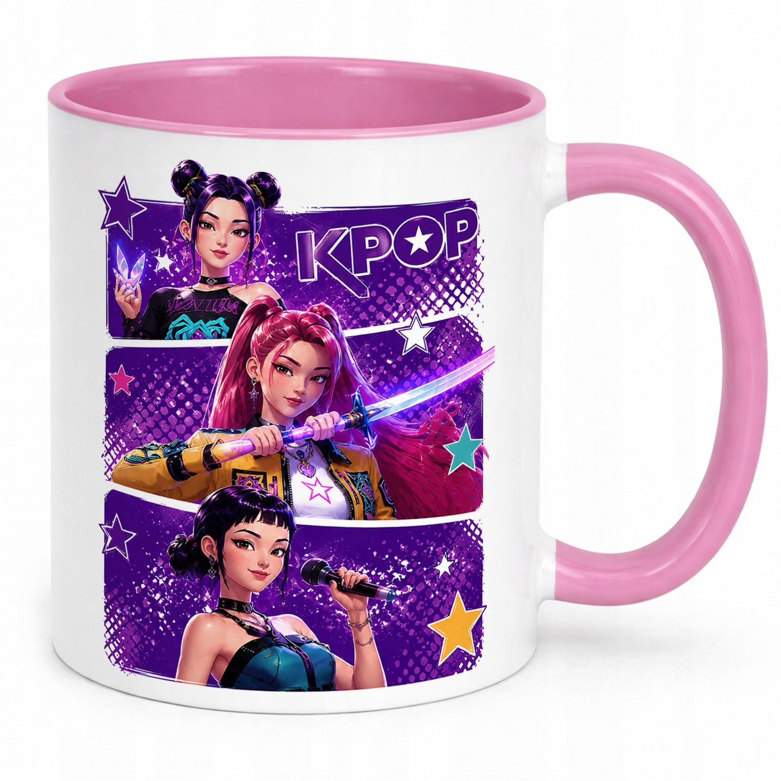Zestaw Kubek Różowy Poduszka Z Nadrukiem ŁOWCZYNIE KPOP Prezent