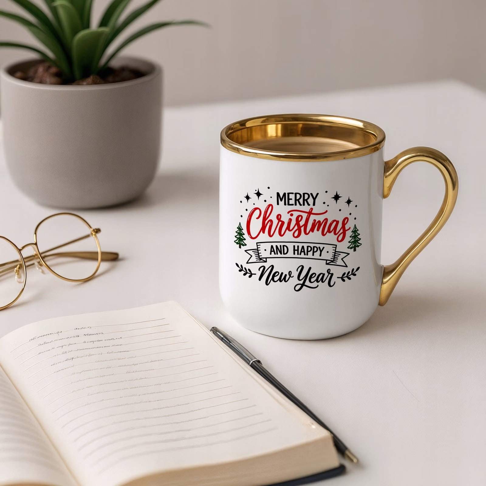 Kubek Premium Złoty Boże Narodzenie Mikołajki Merry Christmas Prezent