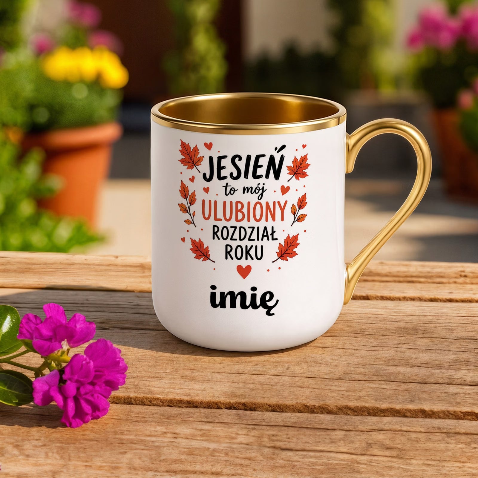 Kubek Personalizowany z nadrukiem Premium Złoty Jesienny Jesień