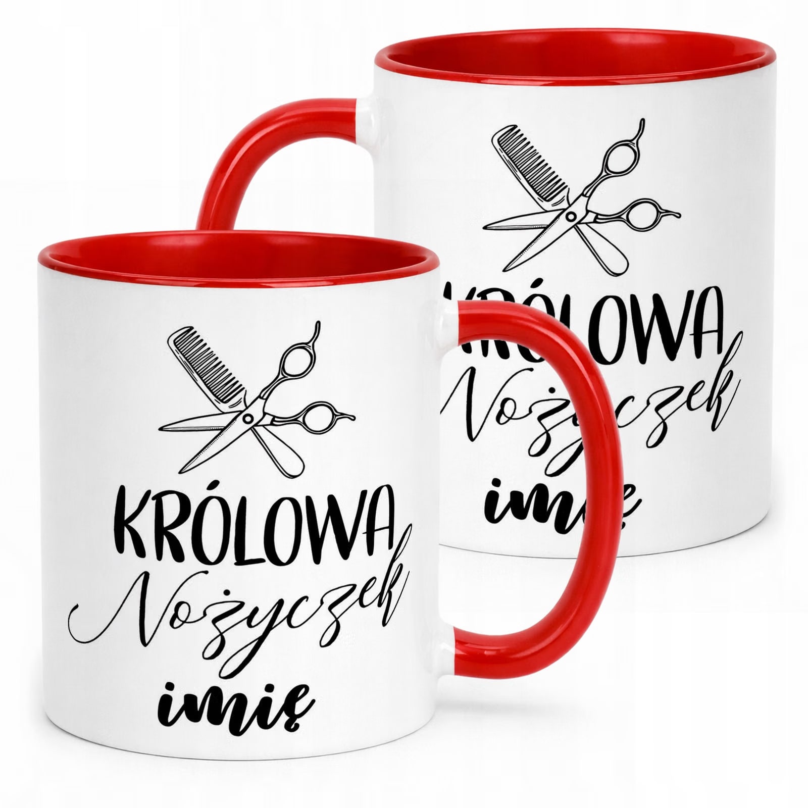 Kubek Czerwony Personalizowany Królowa Nożyczek Dla Fryzjerki Prezent